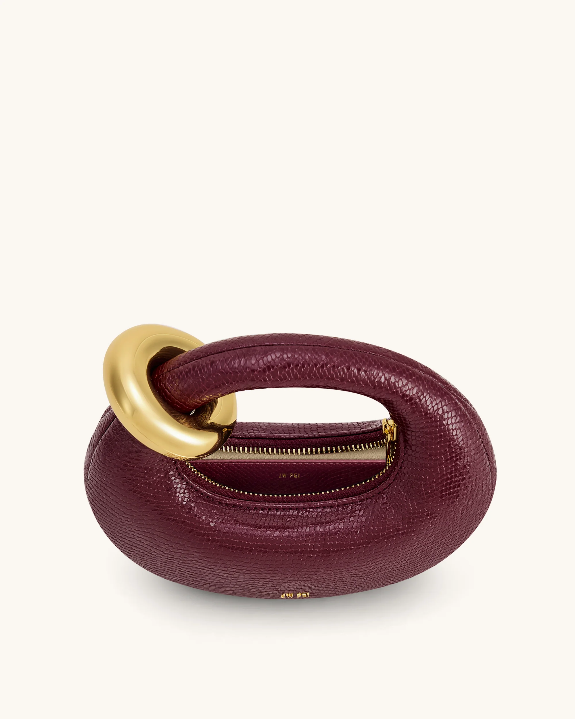 Abacus Faux Snake-Effect Mini Top Handle Bag - Burgundy - Image 4