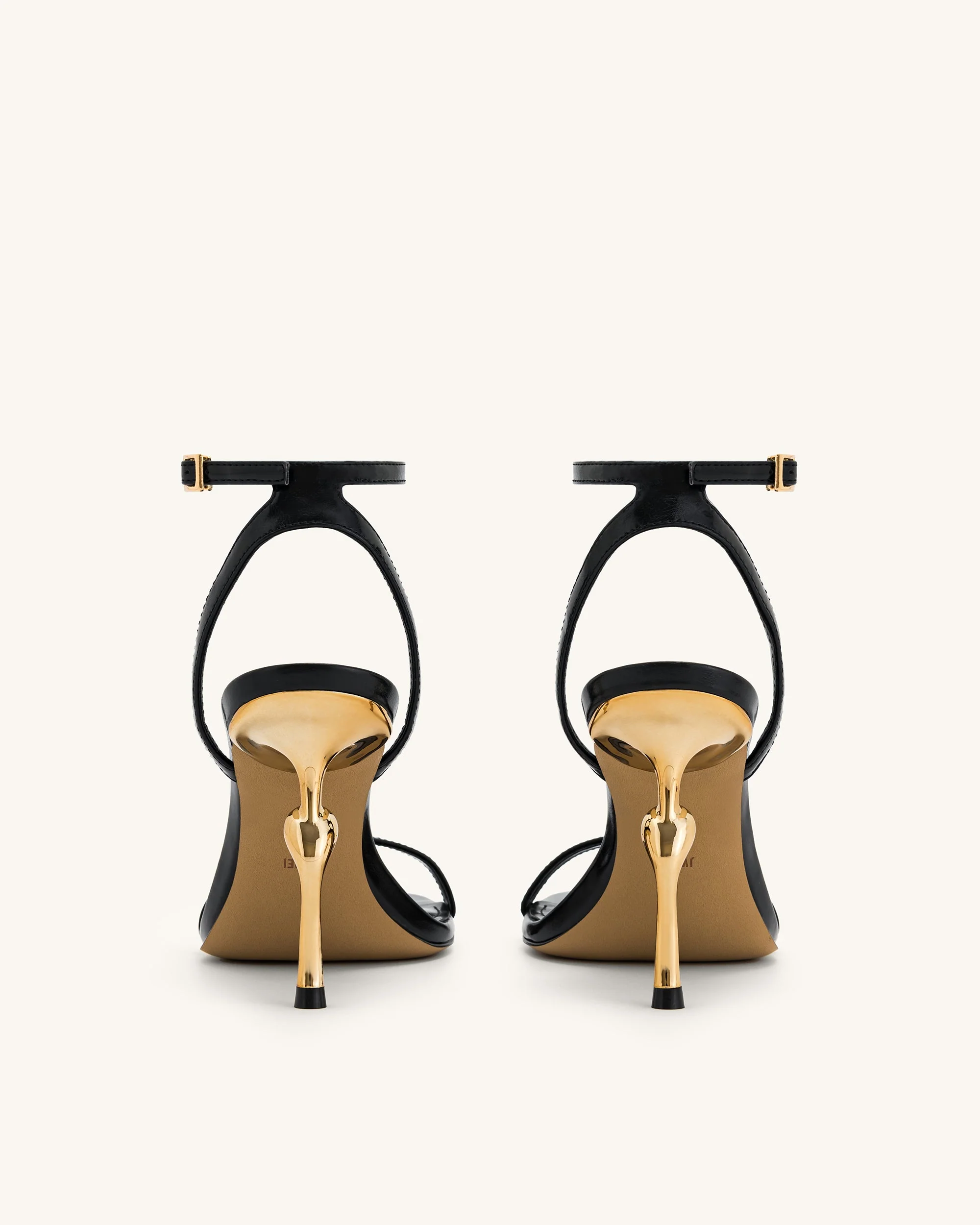 Alivia Gold Metal Heel Sandals - Black - Image 5
