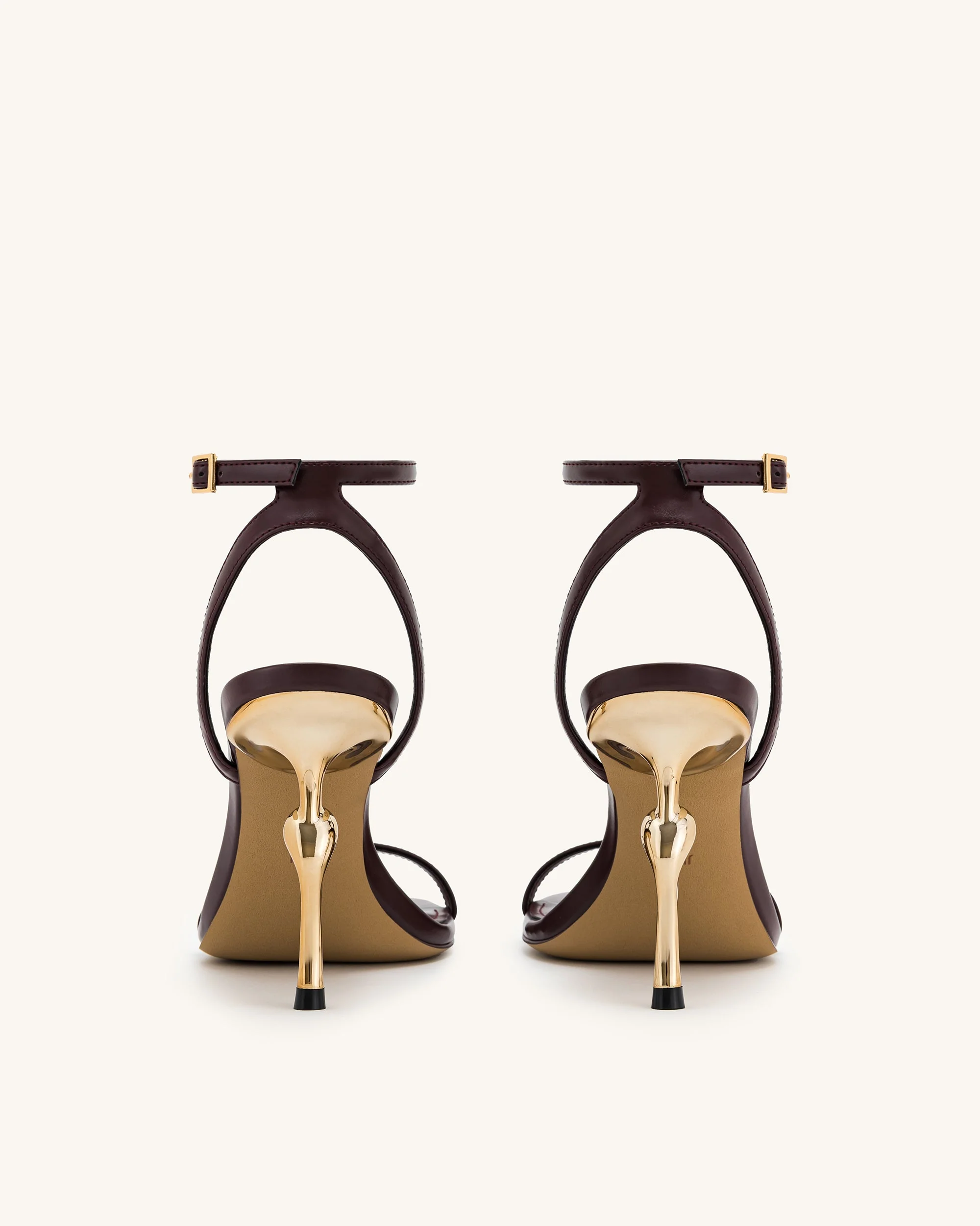 Alivia Gold Metal Heel Sandals - Claret Red - Image 5
