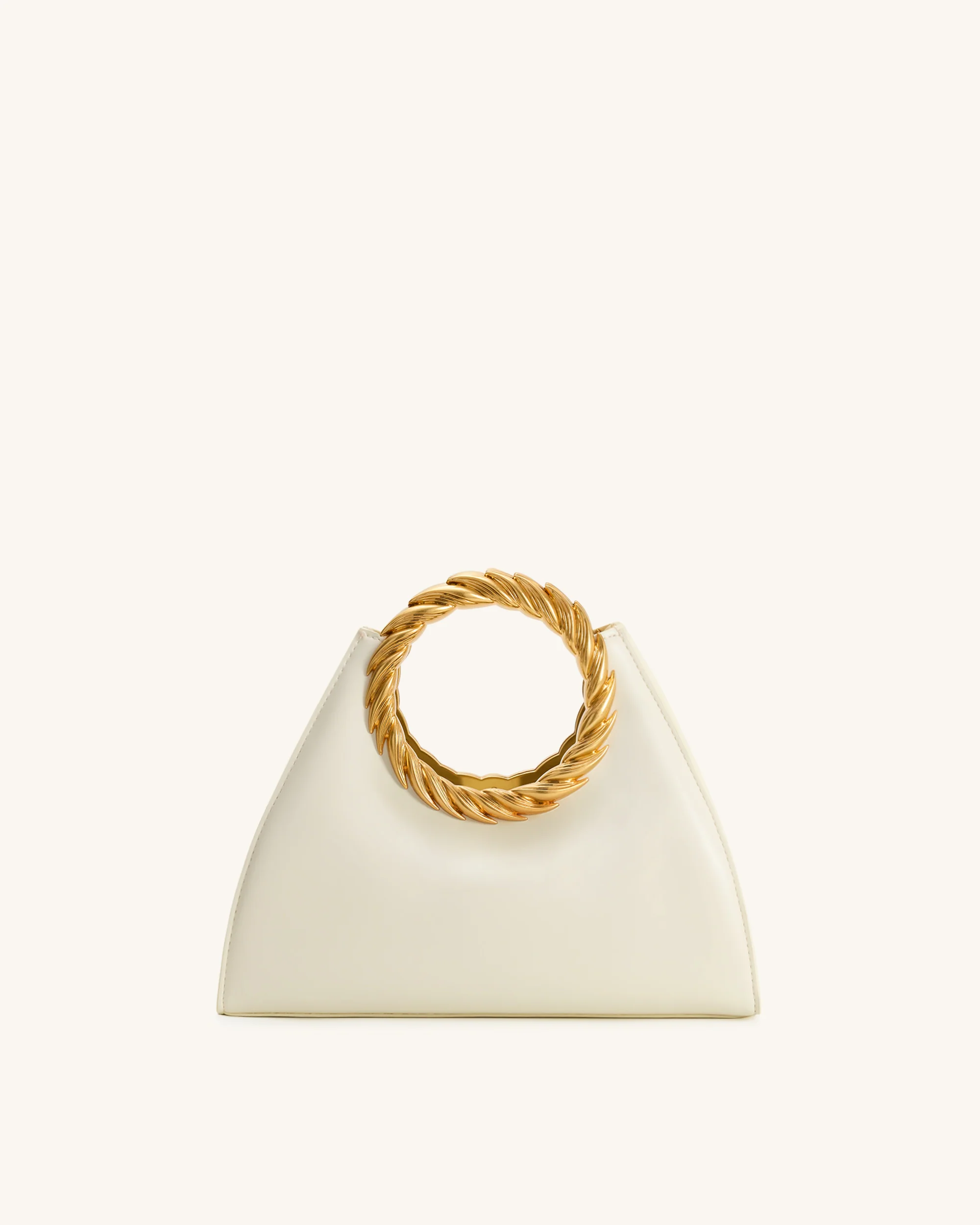 Amiya Leaf Handle Sculpture Bag - White - Image 3
