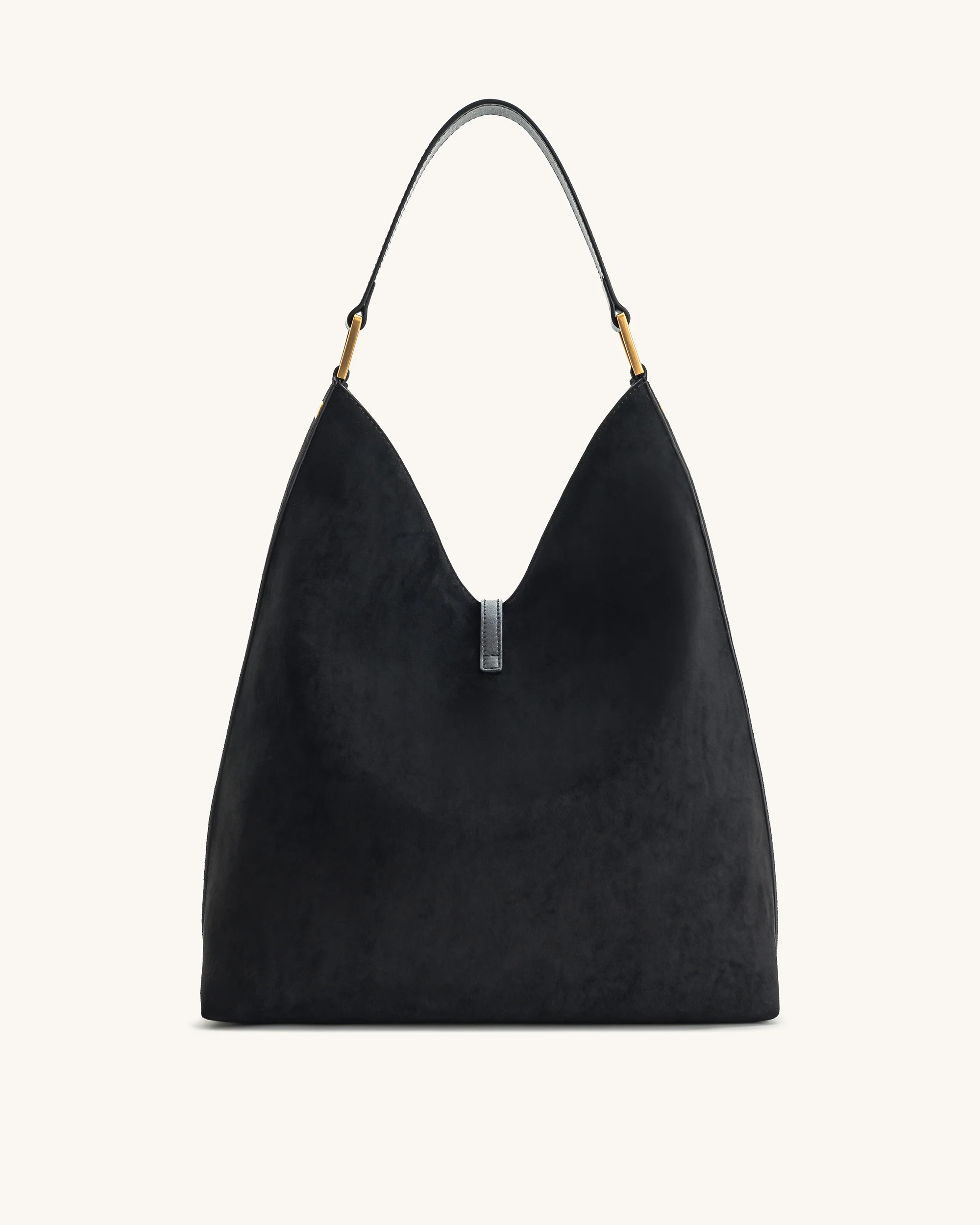 Aria Faux Suede Shoulder Bag - Black - Image 3