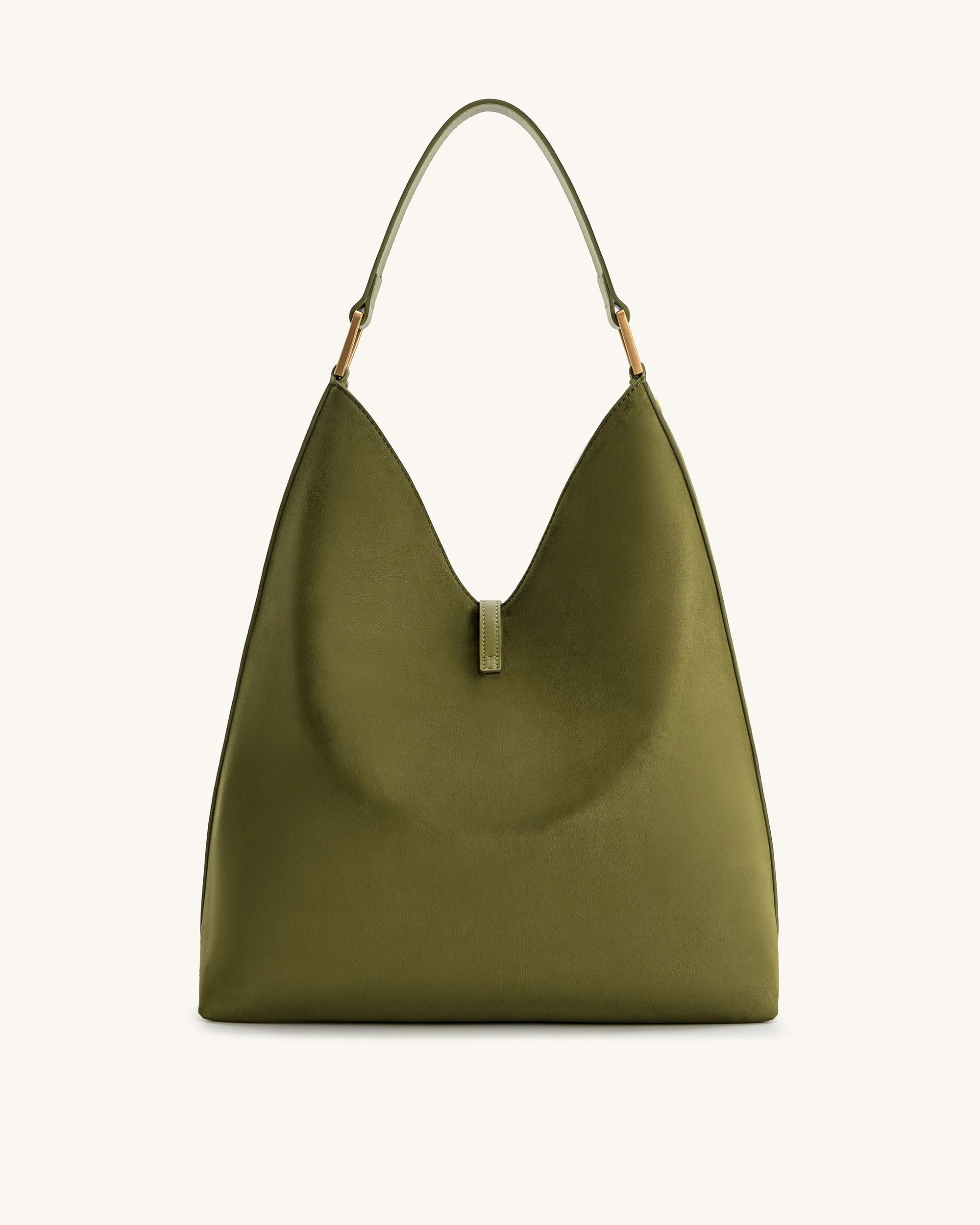 Aria Faux Suede Shoulder Bag - Dark Olive - Image 4