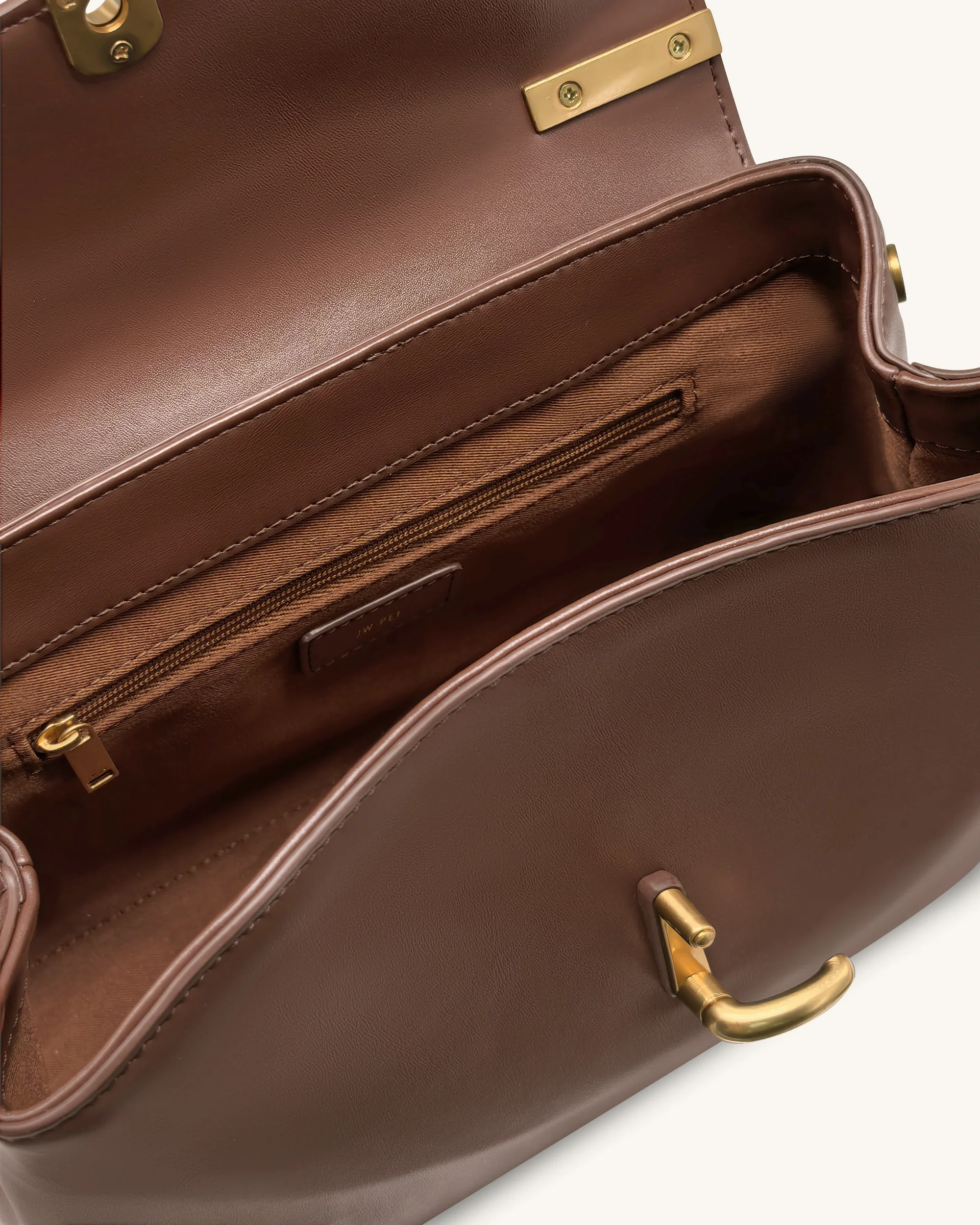 Audrey Flap Lock Top Handle Bag - Brown - Image 4