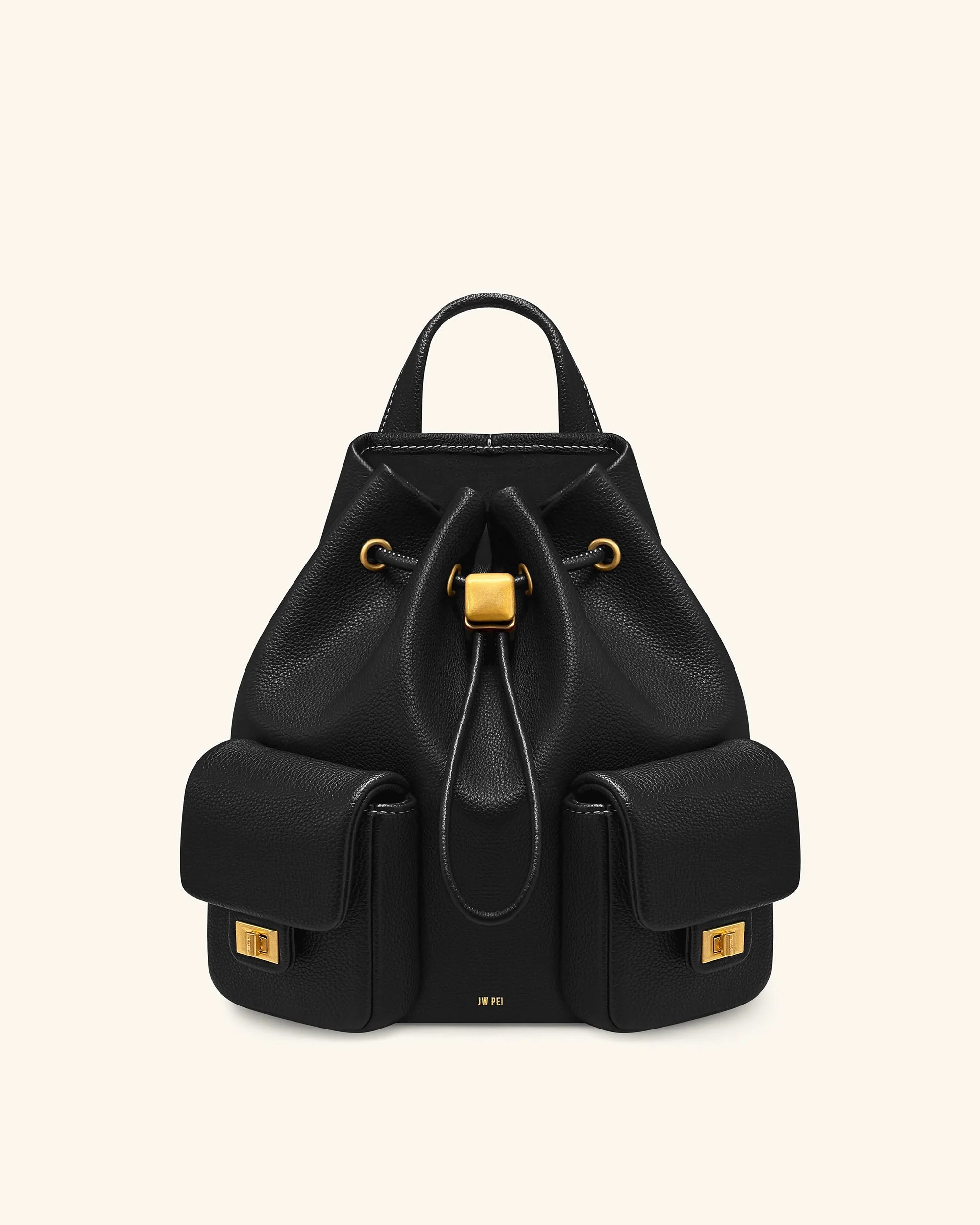 Avery Pebbled Drawstring Utility Backpack – Black