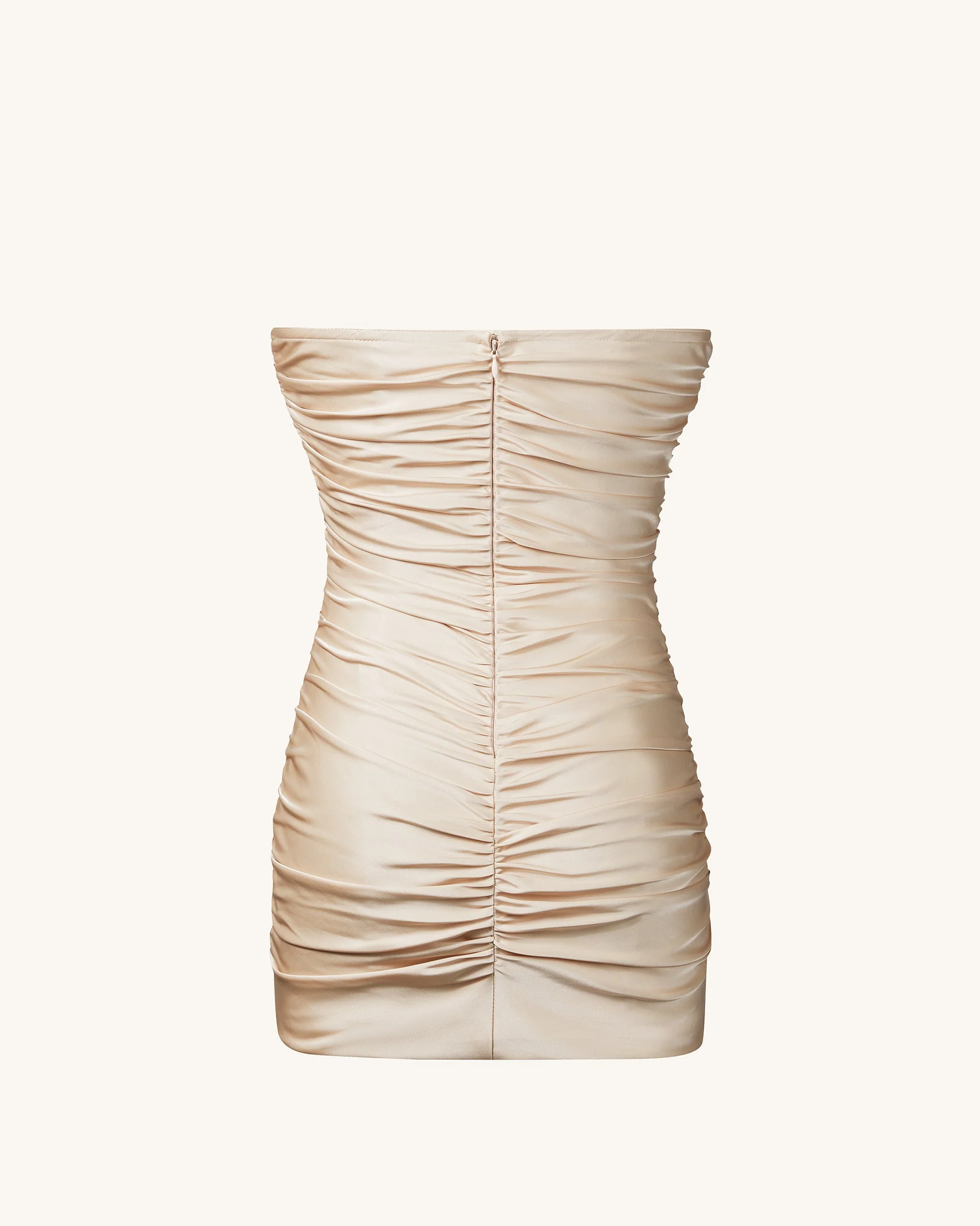 Bailee Apricot Floral Applique And Ruched Tube Mini Dress - Apricot - Image 3