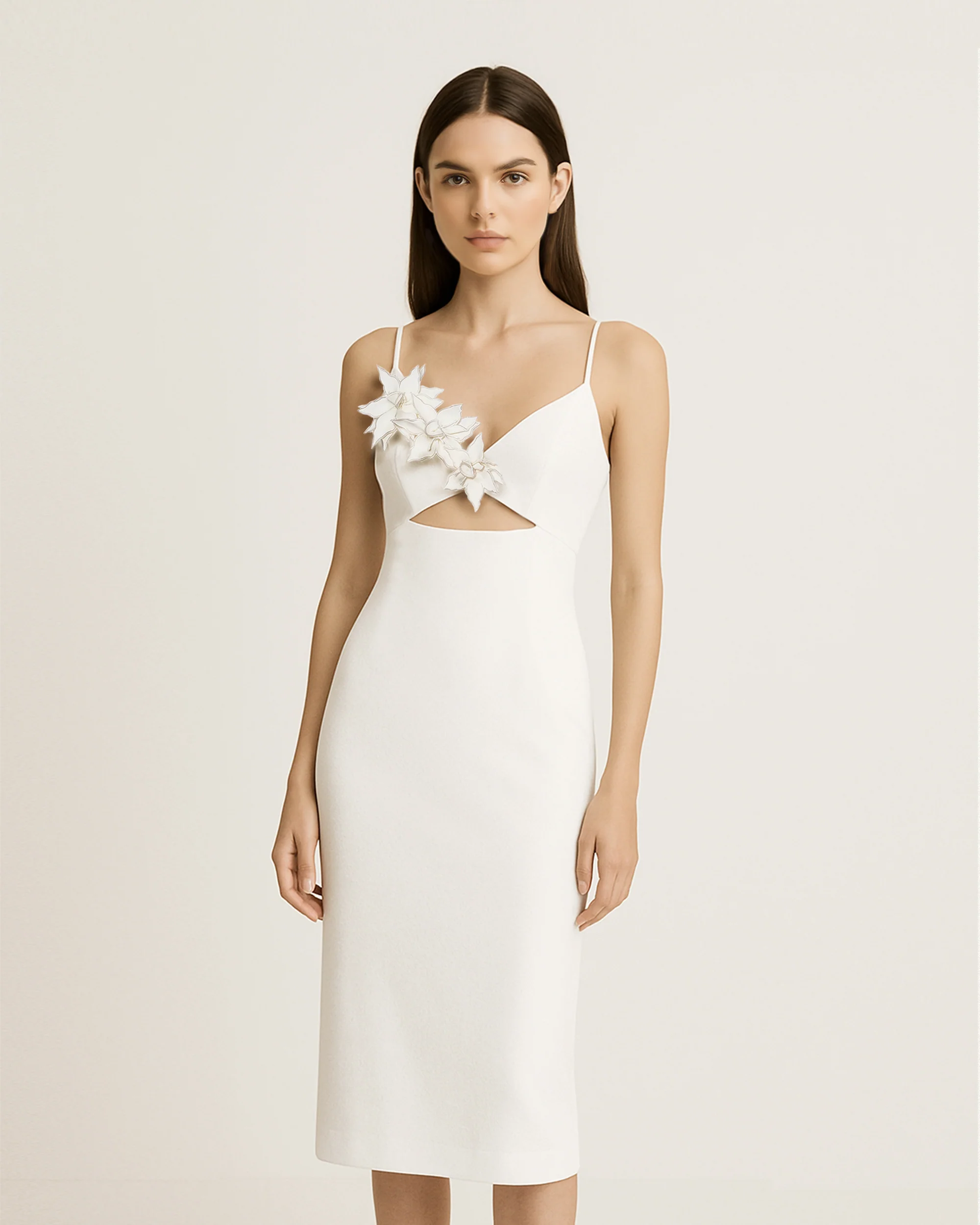 Bloom-Cut Contour Dress - White - Image 2