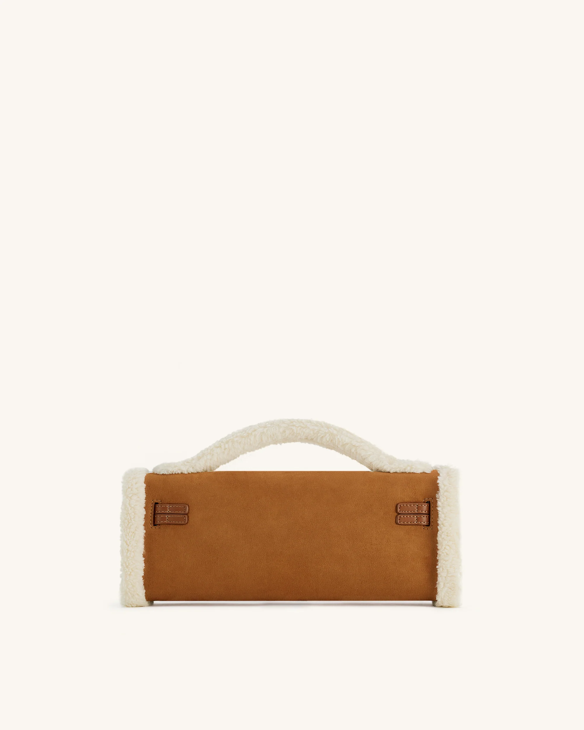 Bria Faux Suede Structured Top Handle Bag - Yellow Brown - Image 3