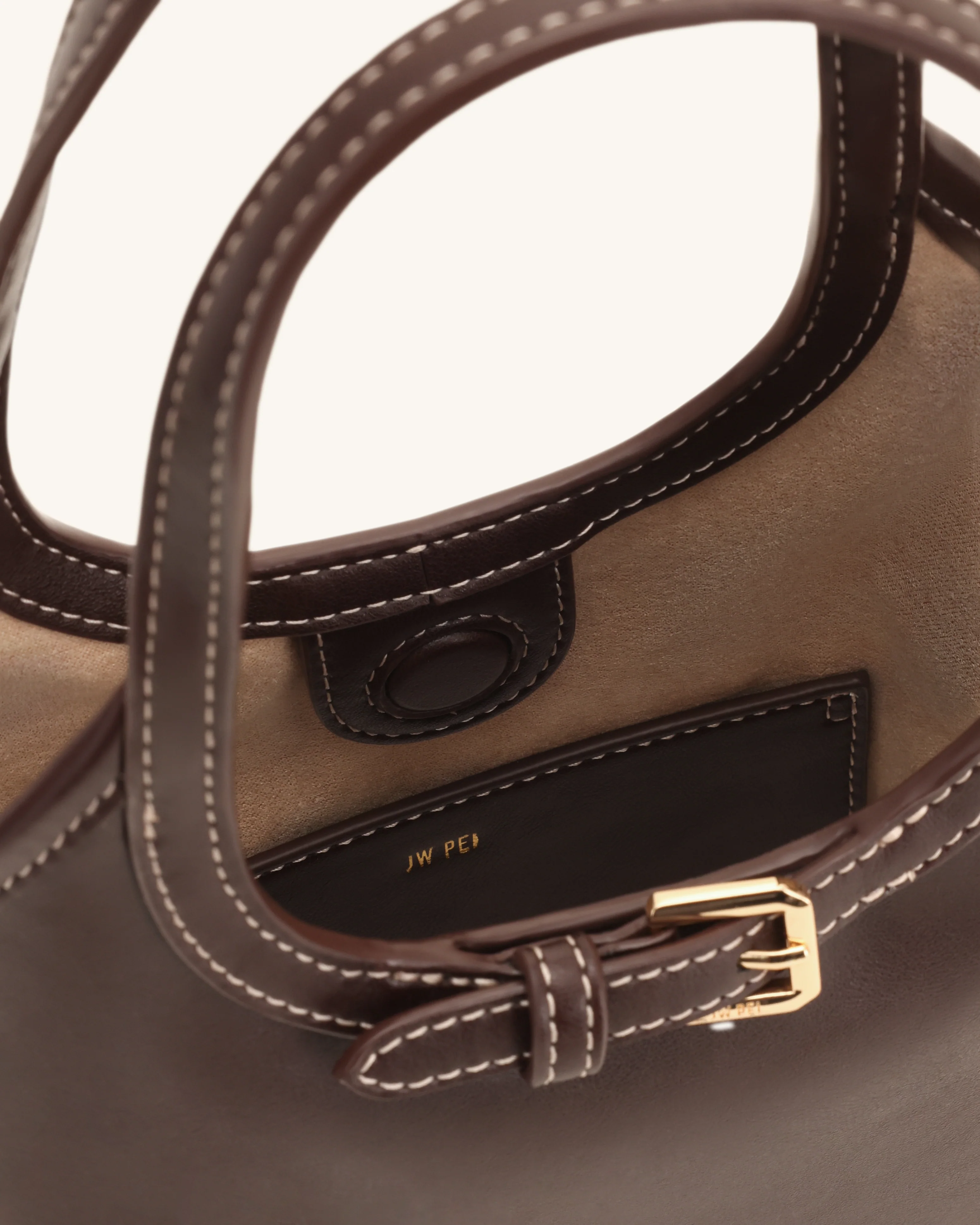 Brooke Mini Belted Embellished Top Handle Bag - Dark Brown - Image 4