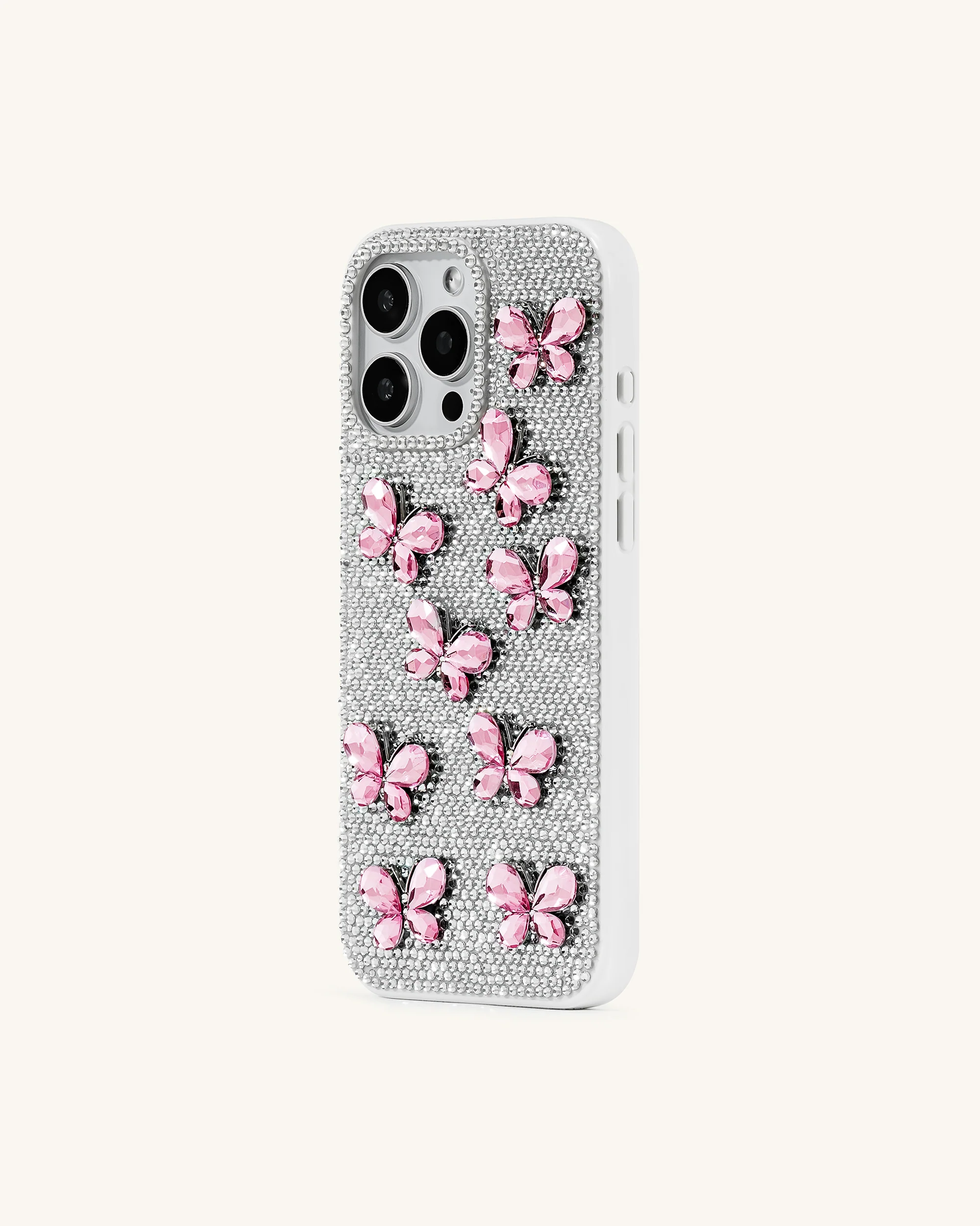 Butterfly Crystal Phone Case - White - Image 3