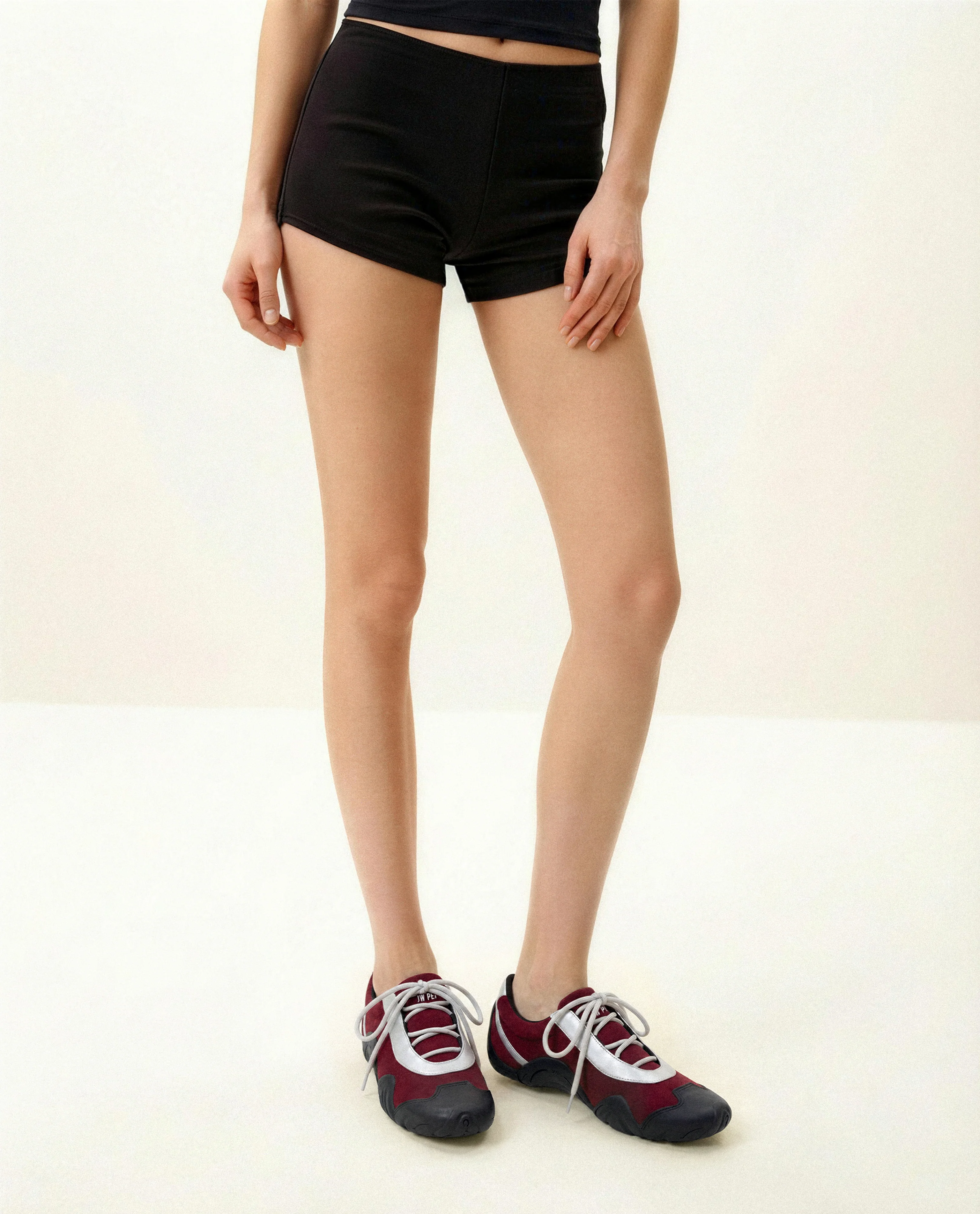 Caitlin Faux Suede Lace-up Ballerina Sneakers - Burgundy & Light Grey - Image 2