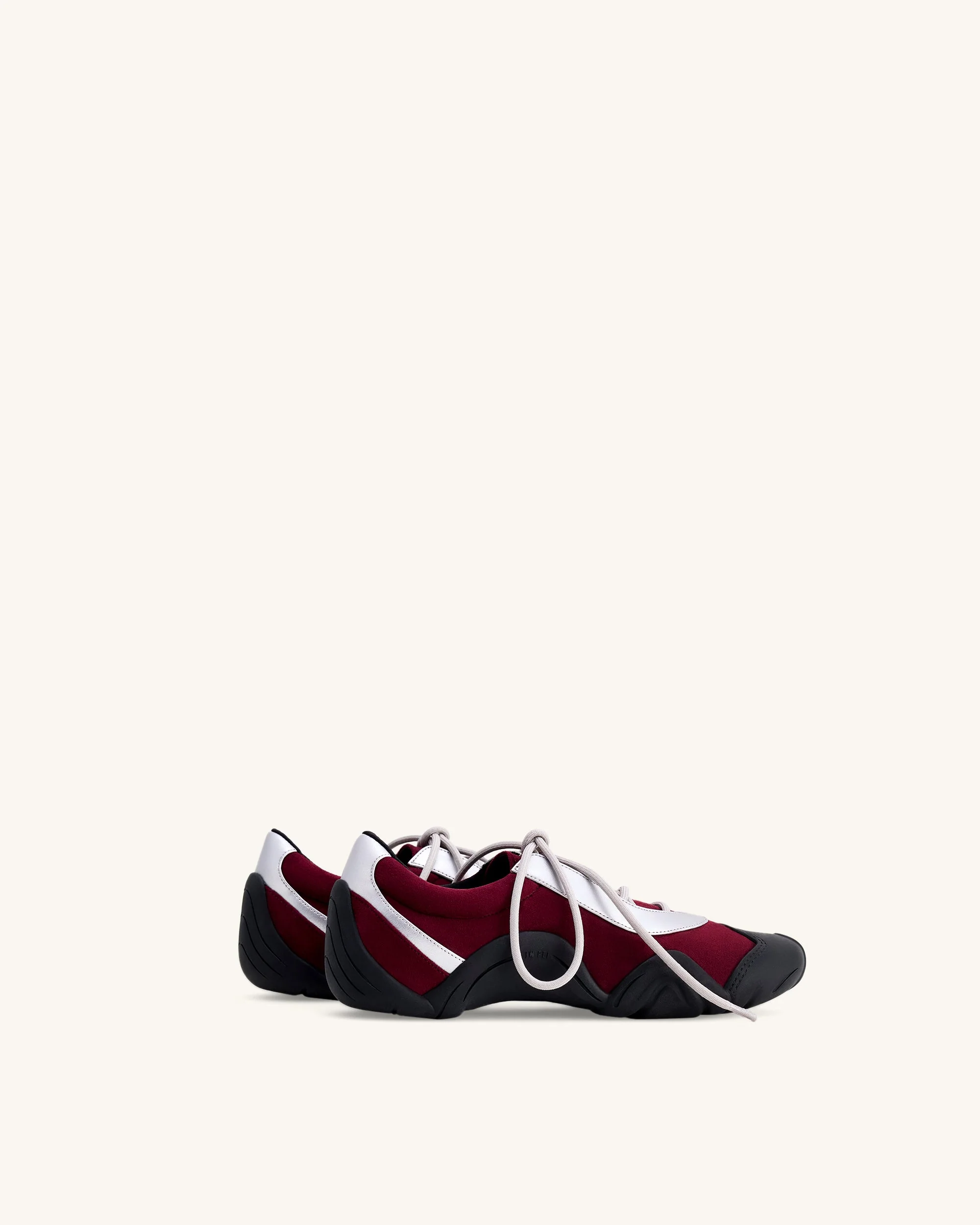 Caitlin Faux Suede Lace-up Ballerina Sneakers - Burgundy & Light Grey - Image 5