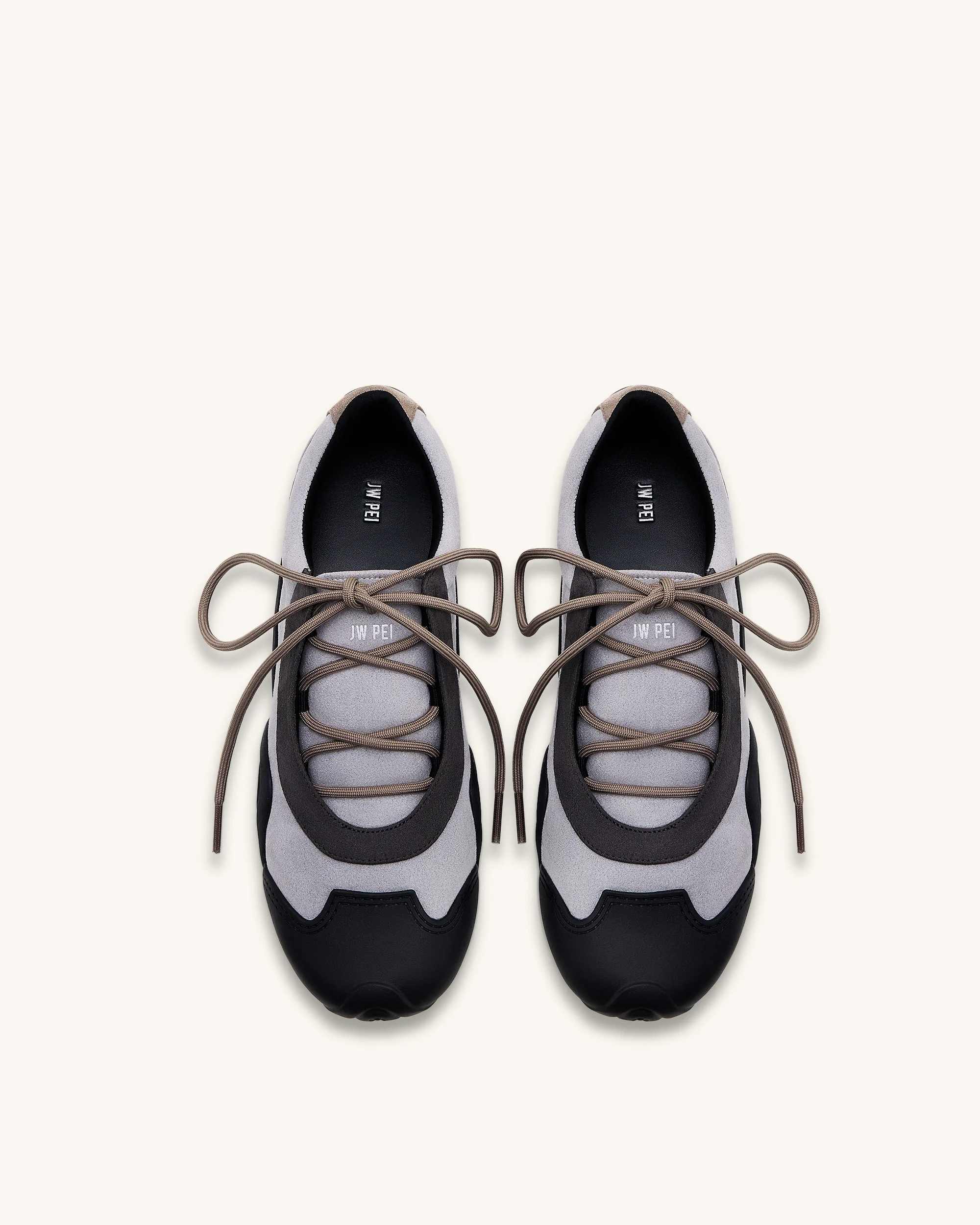 Caitlin Faux Suede Lace-up Ballerina Sneakers - Grey Mix - Image 3