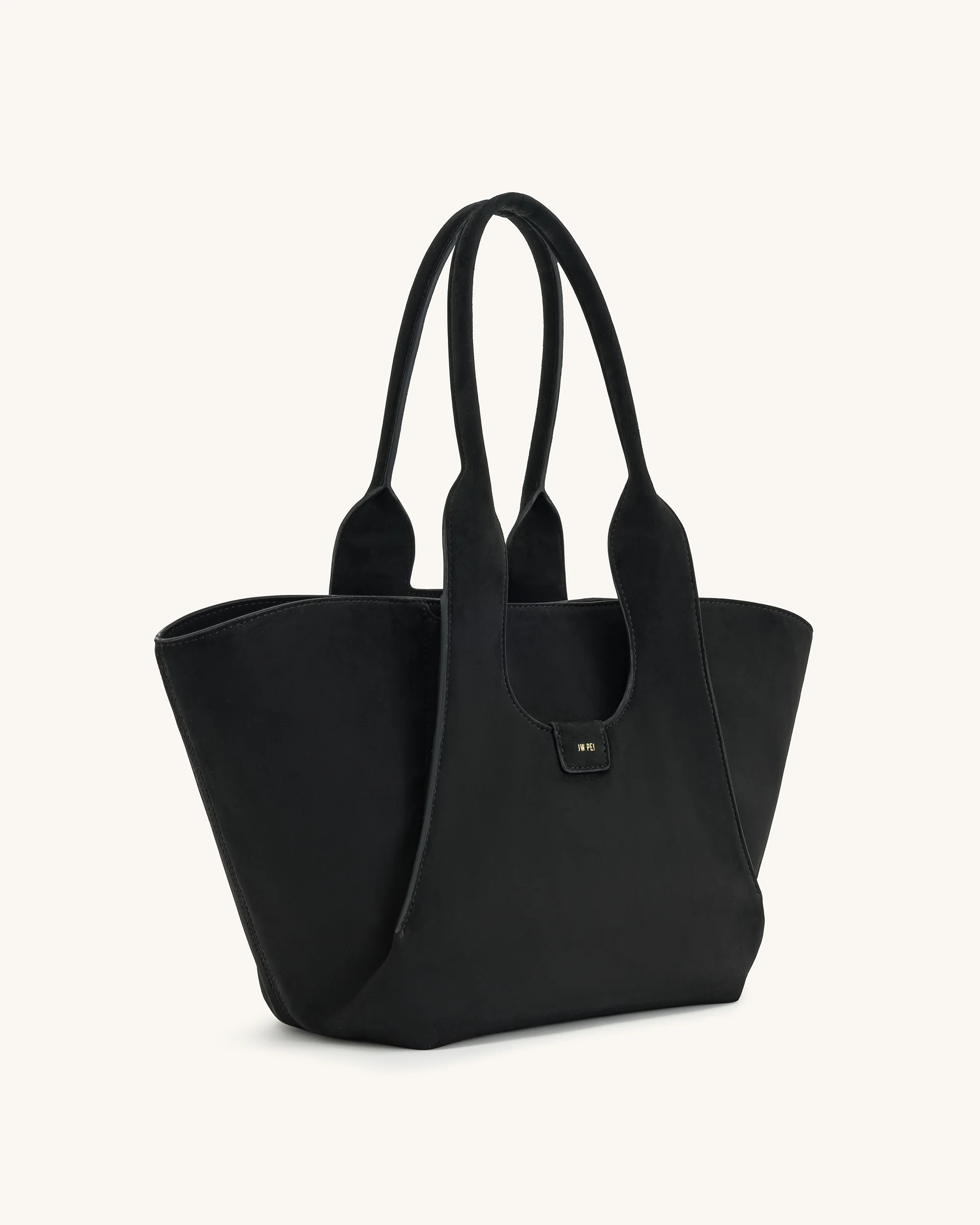 Cara Faux Suede Tote Bag - Black - Image 2