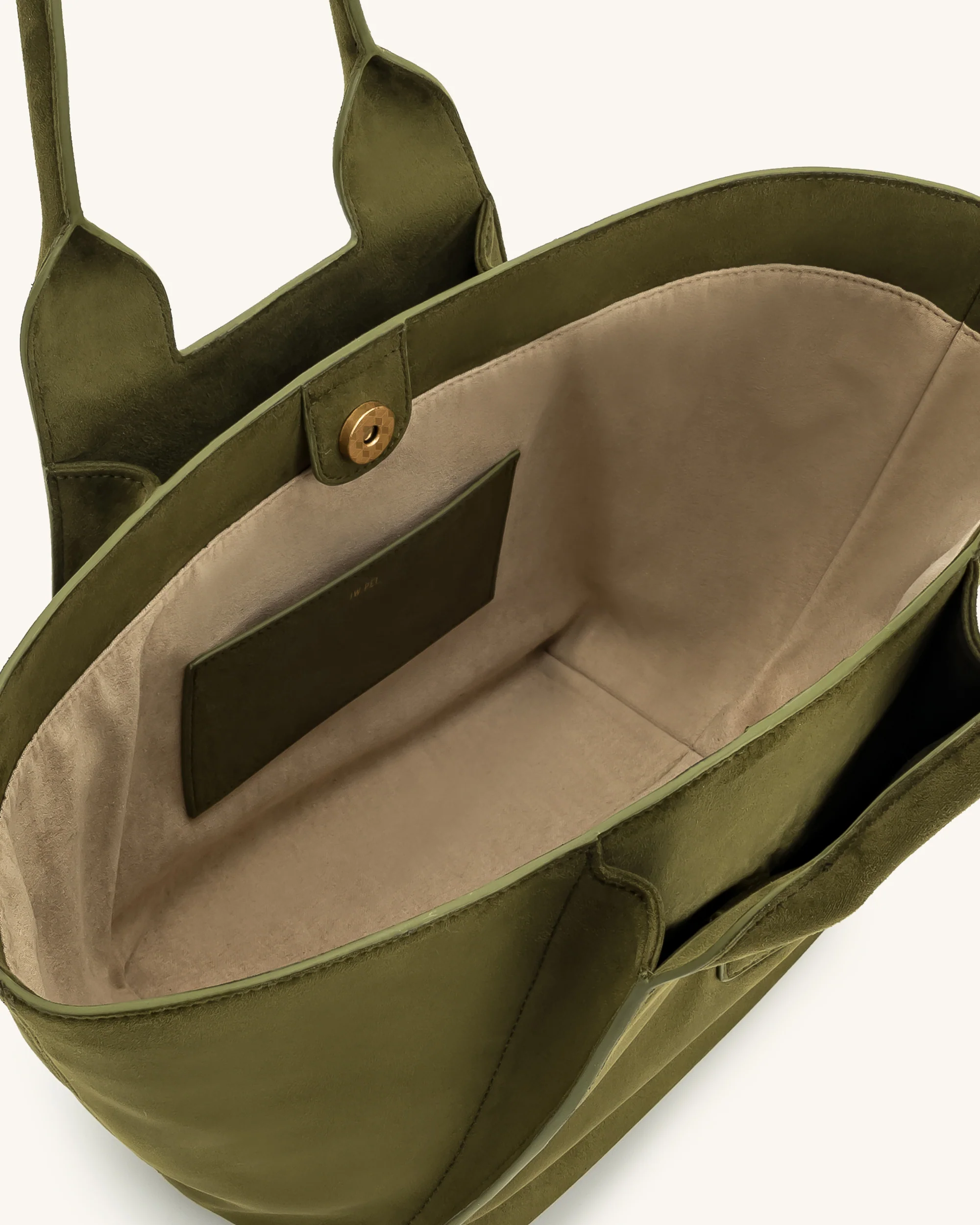 Cara Faux Suede Tote Bag - Dark Olive - Image 4