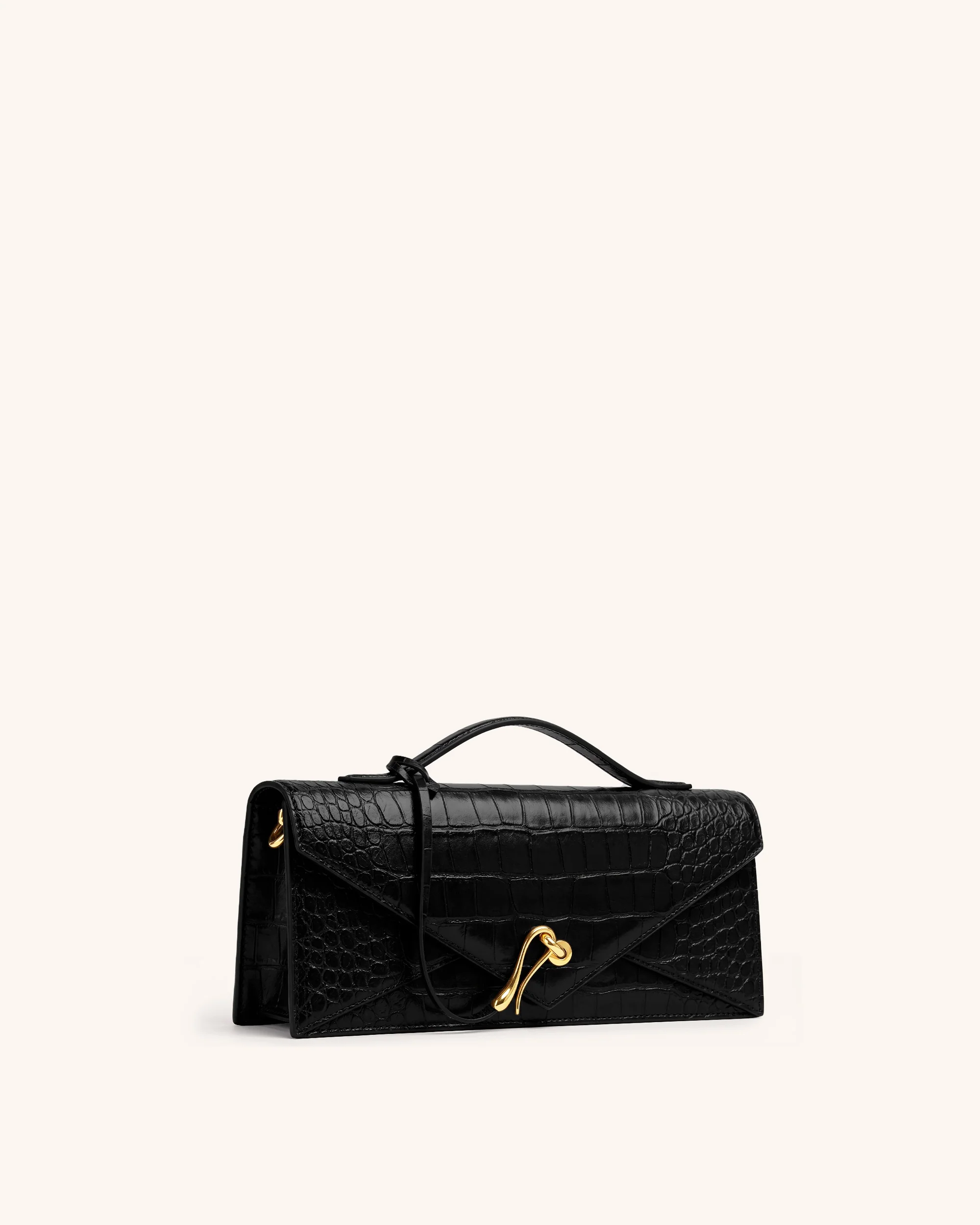 Celeste Envelope Top Handle Bag - Black Croc - Image 2