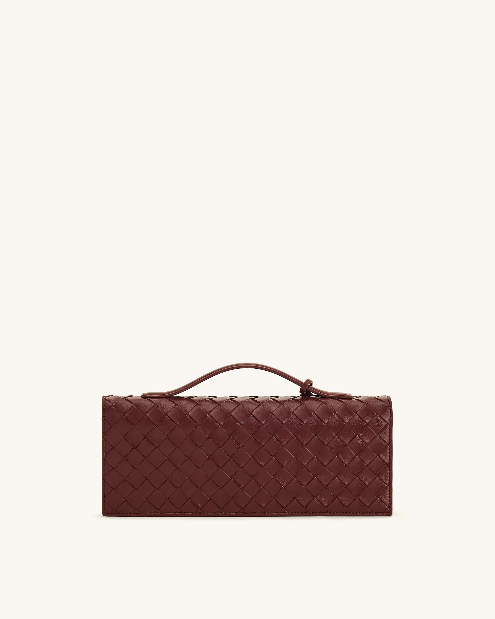 Celeste Woven Textured Envelope Top Handle Bag - Burgundy - Image 3