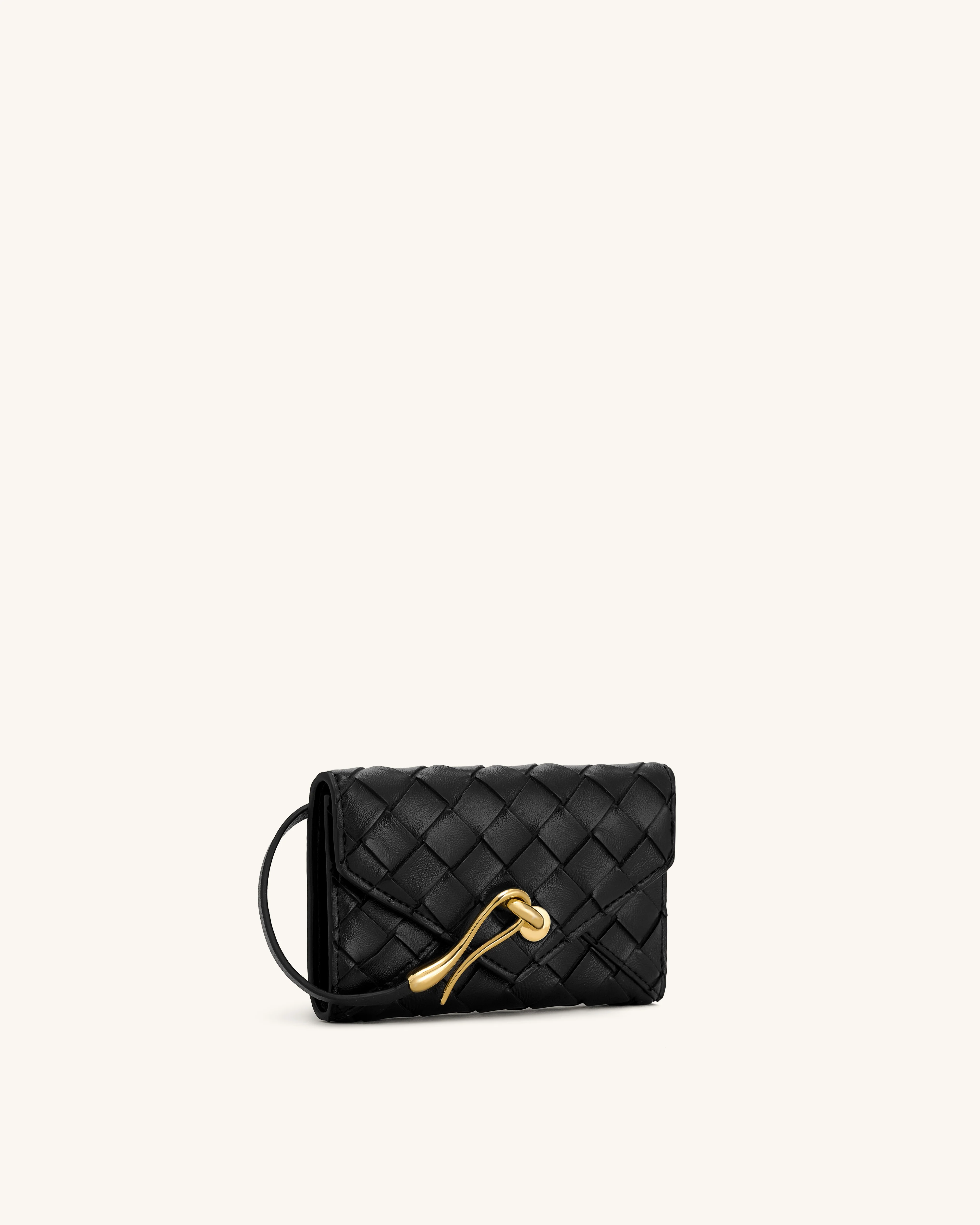 Celeste Woven Textured Envelope Wallet - Black - Image 2