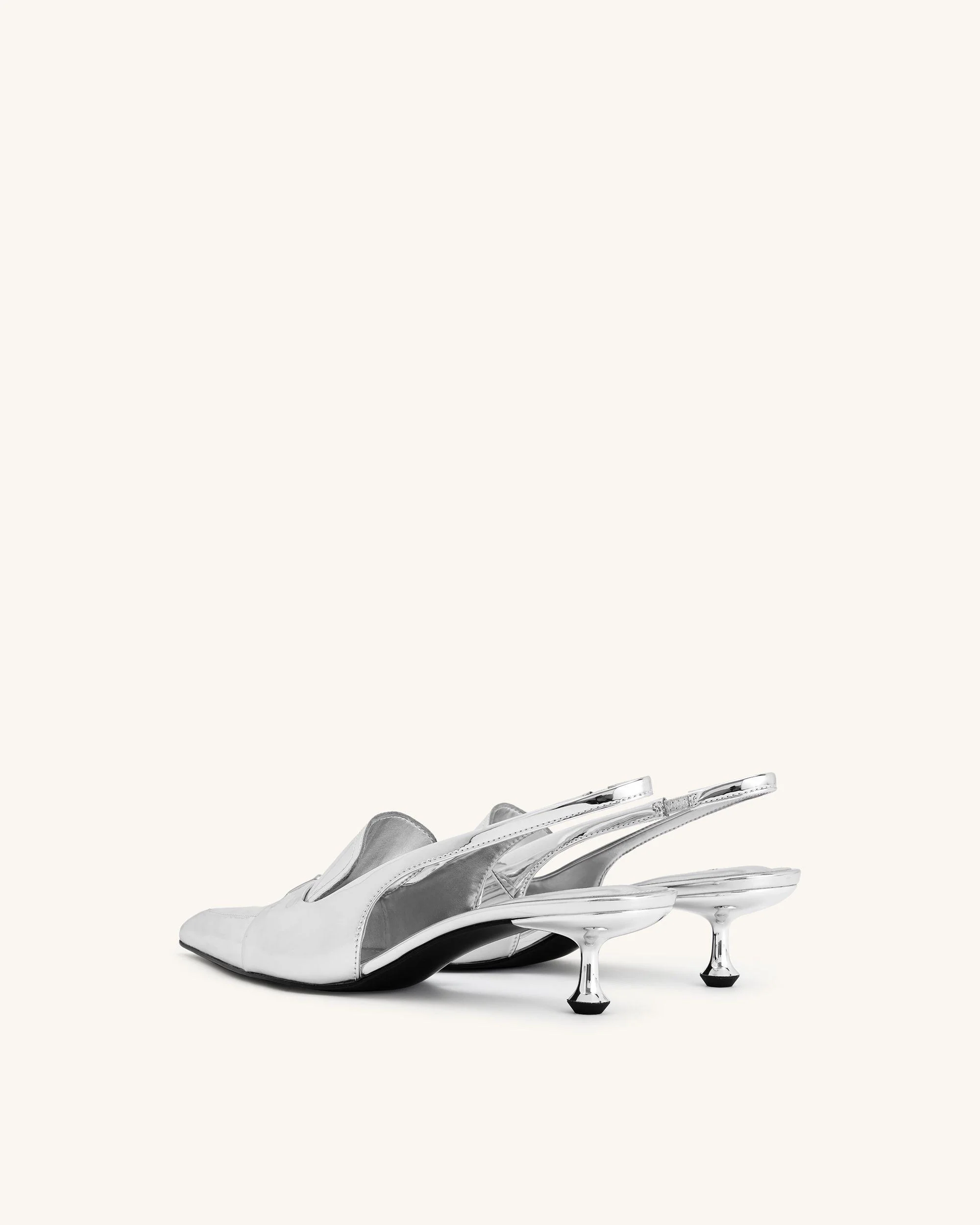 Carla Metallic Kitten Heel Pumps - Silver - Image 4
