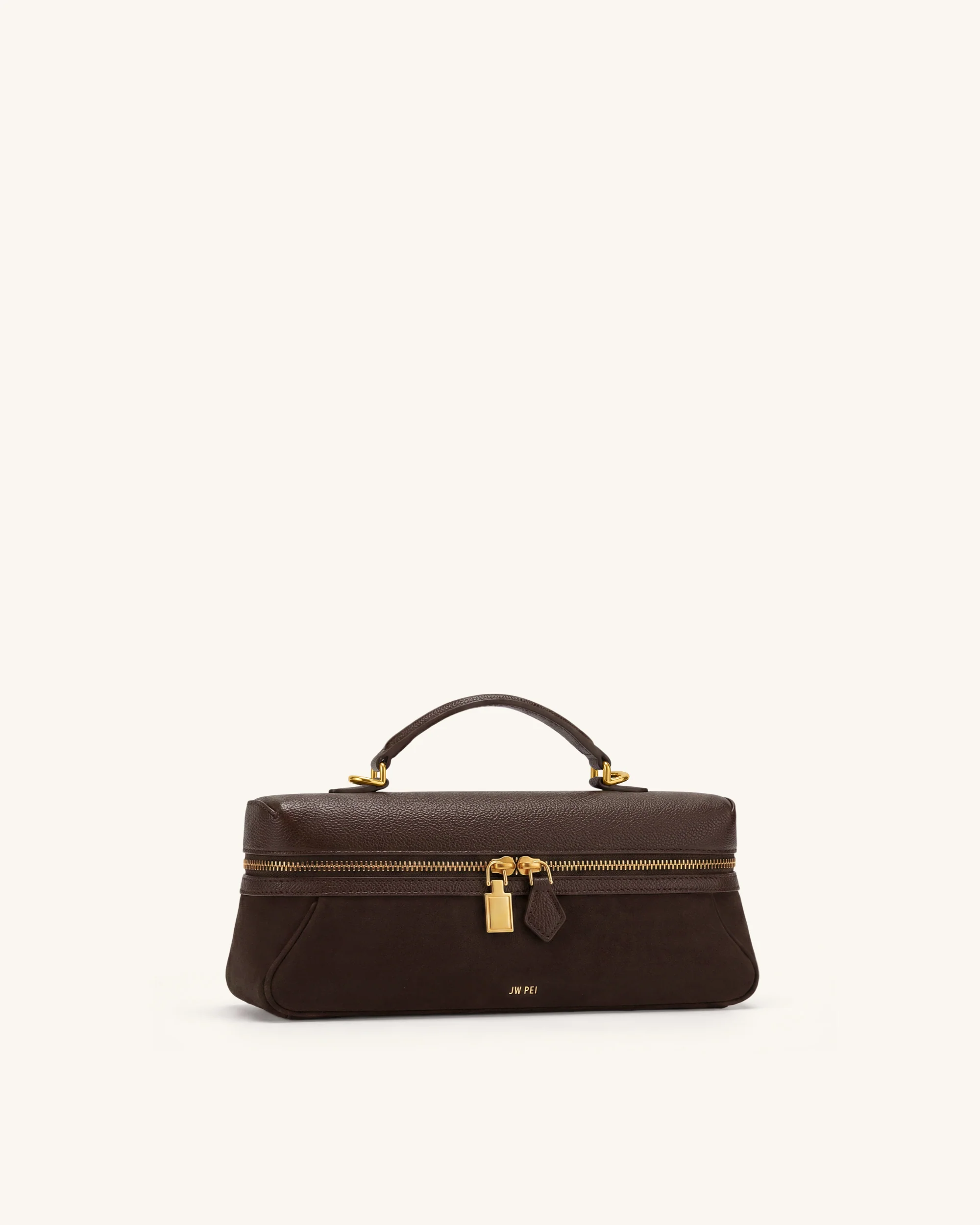 Cleo Faux Suede Vanity Bag - Dark Brown - Image 2