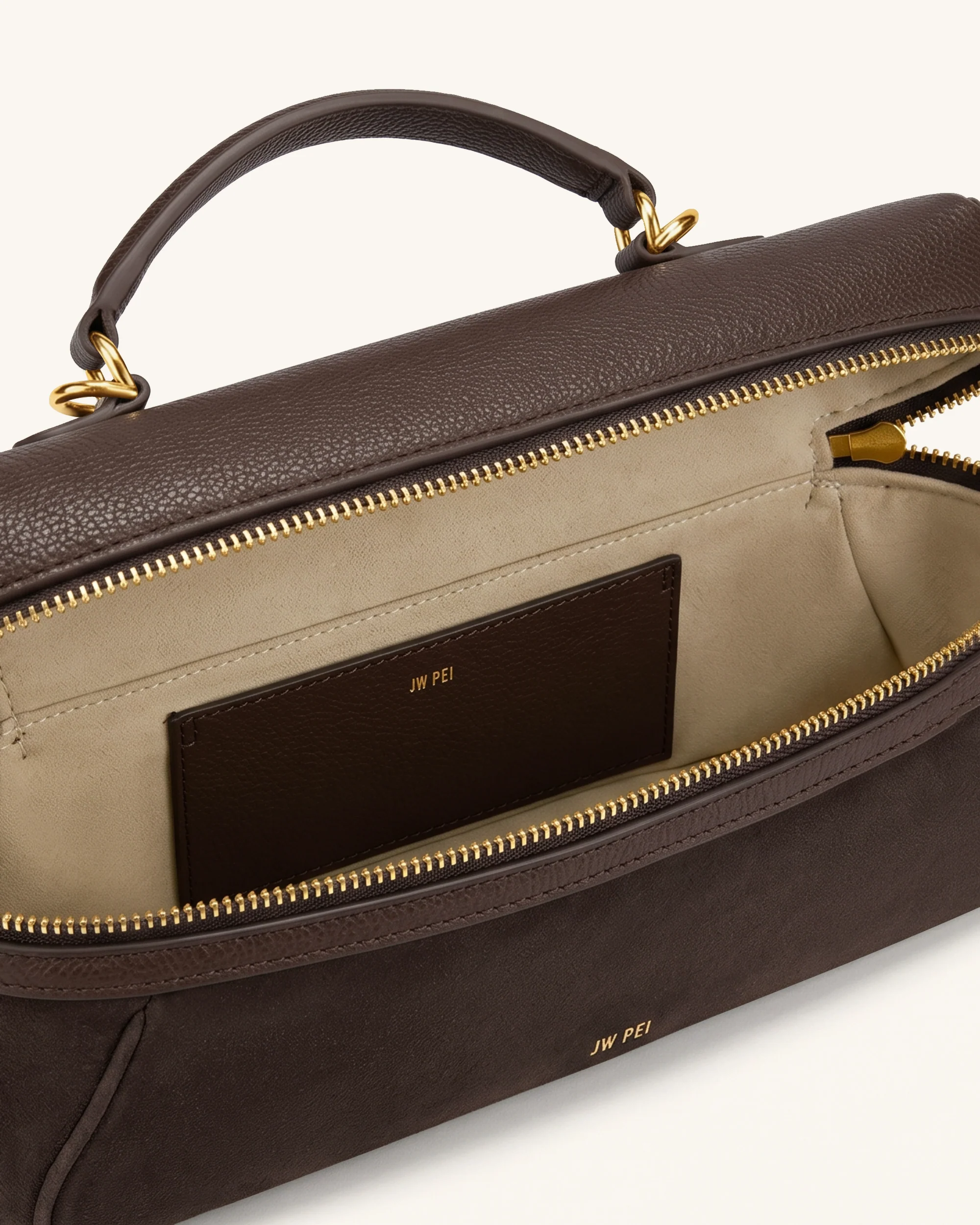 Cleo Faux Suede Vanity Bag - Dark Brown - Image 4