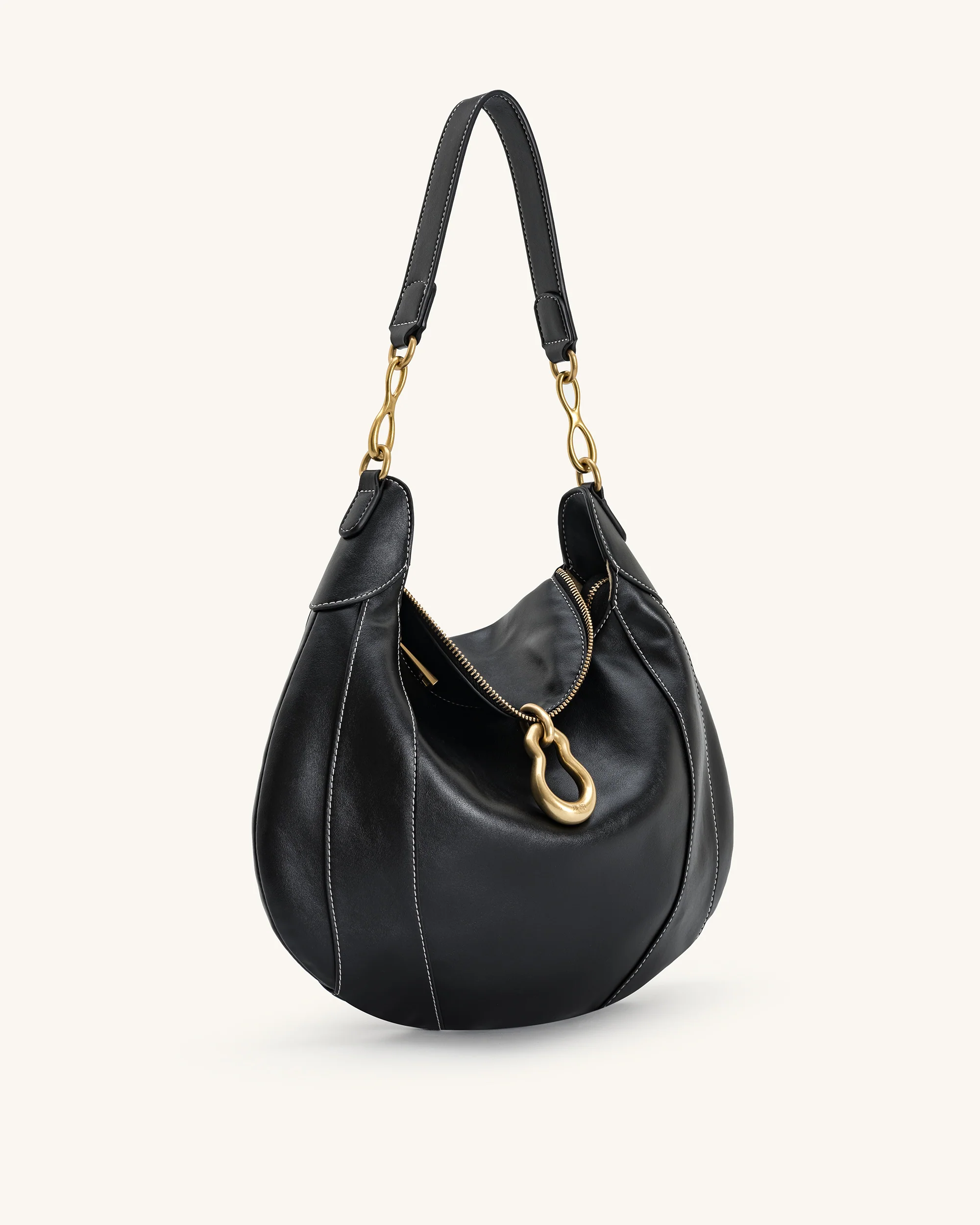 Daria Metal Pendant Embellished Shoulder Bag - Black - Image 3
