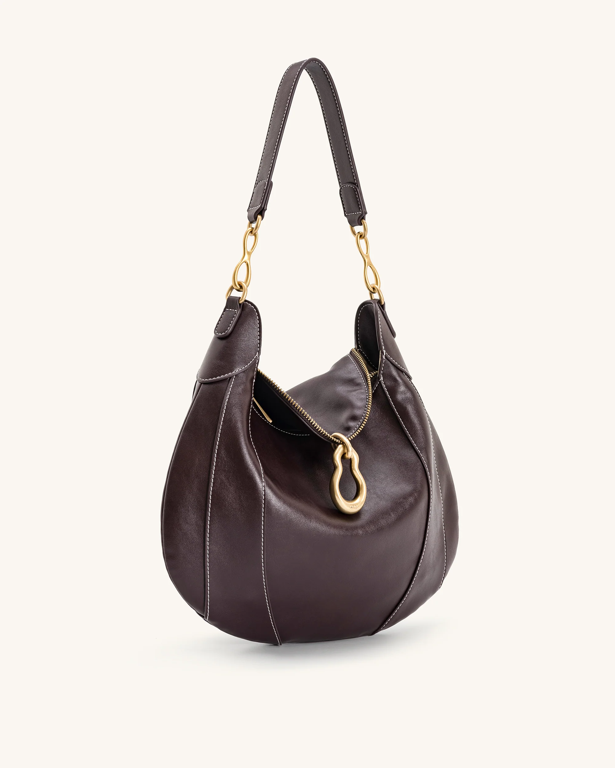 Daria Metal Pendant Embellished Shoulder Bag - Dark Brown - Image 2
