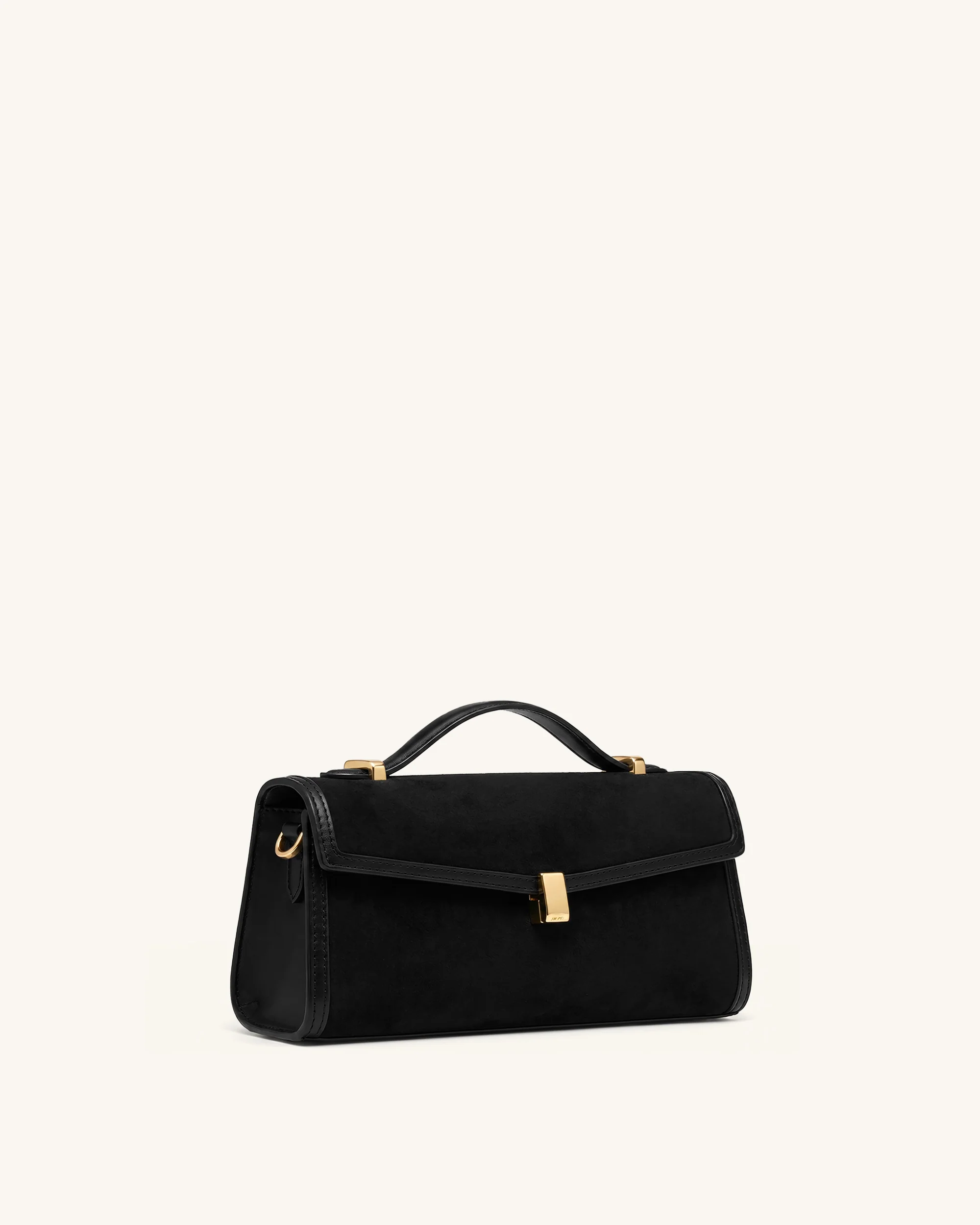 Delphine Faux Suede Top Handle Bag - Black - Image 3