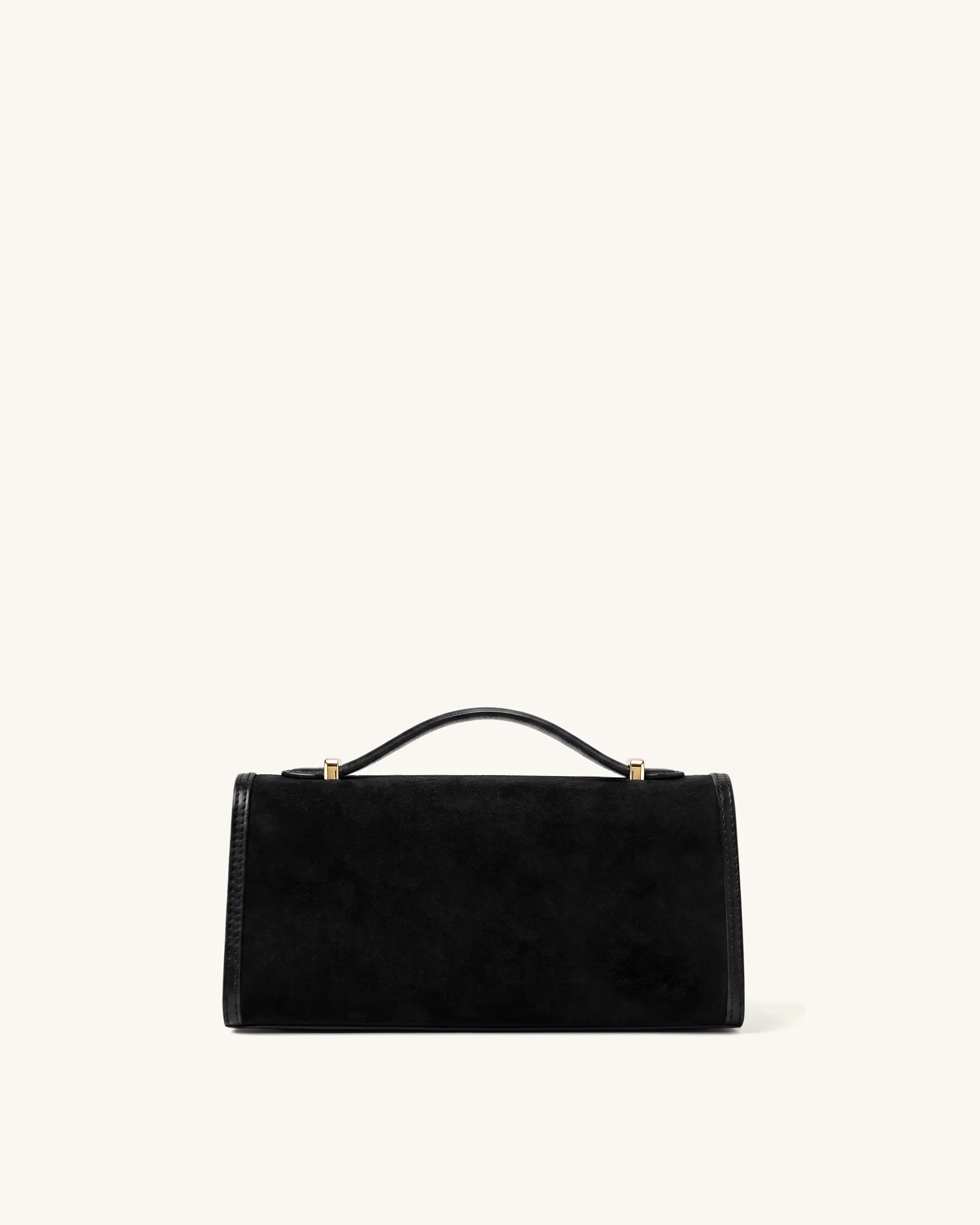 Delphine Faux Suede Top Handle Bag - Black - Image 4