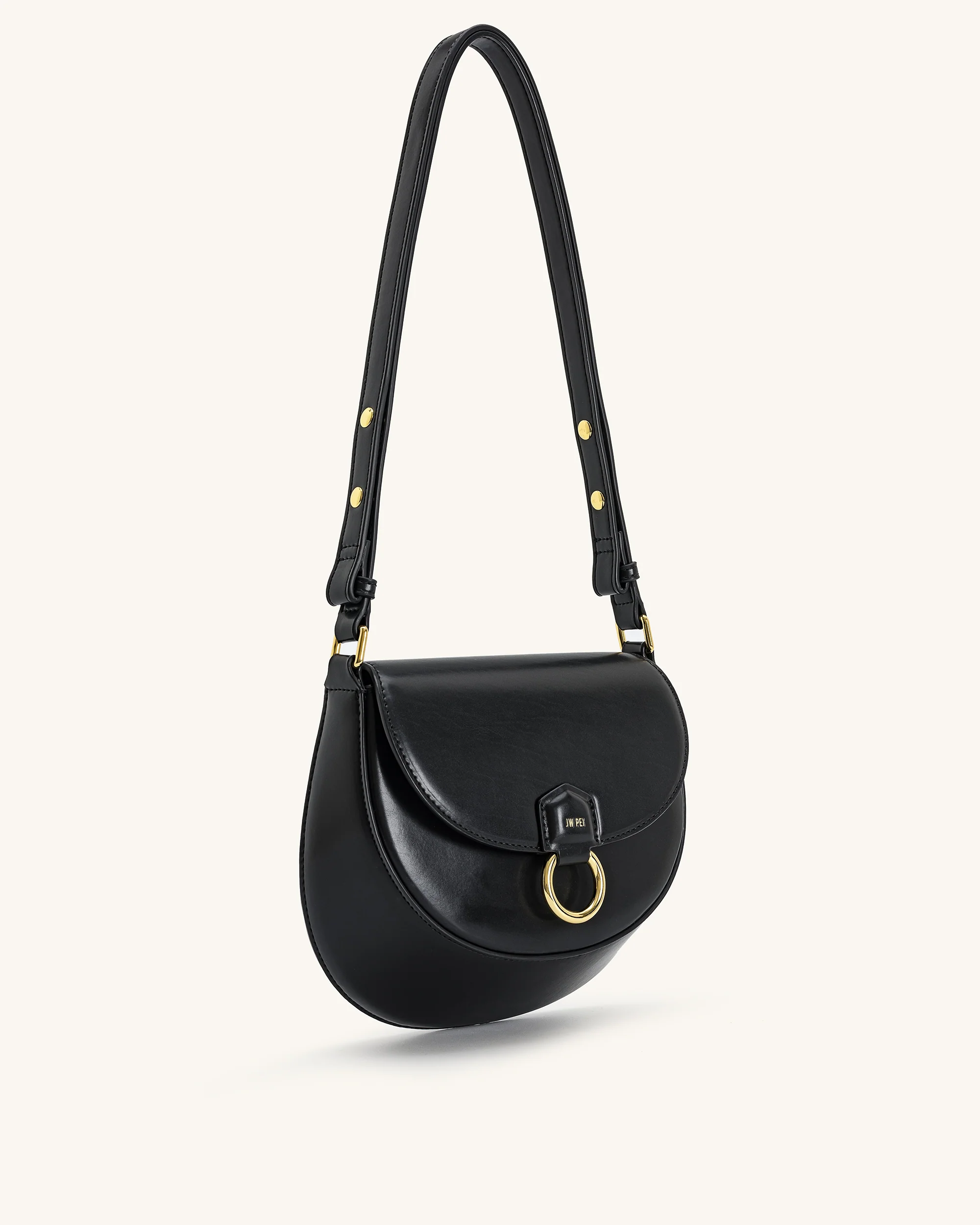 Diana Ring Flap Saddle Bag - Black - Image 3