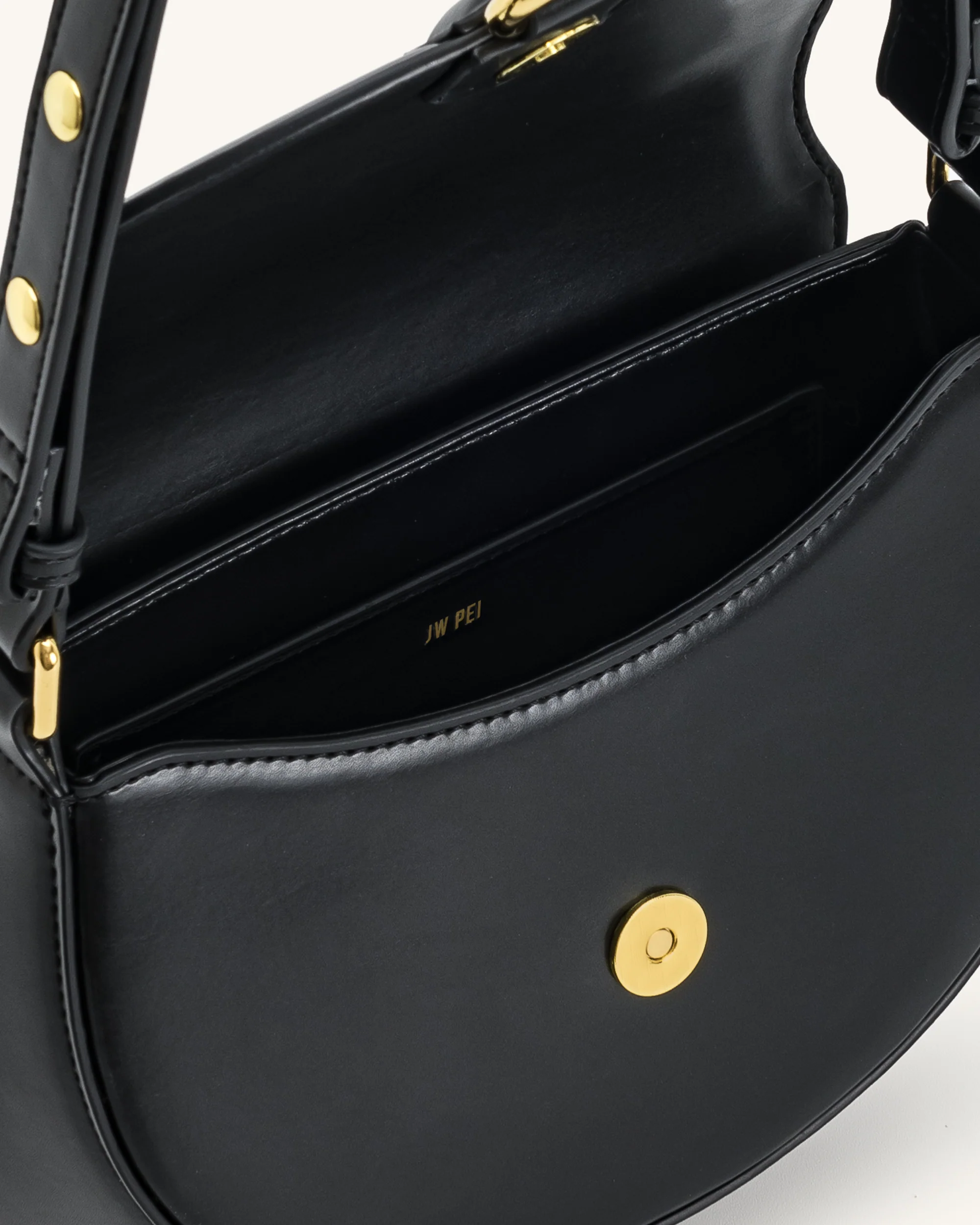 Diana Ring Flap Saddle Bag - Black - Image 5