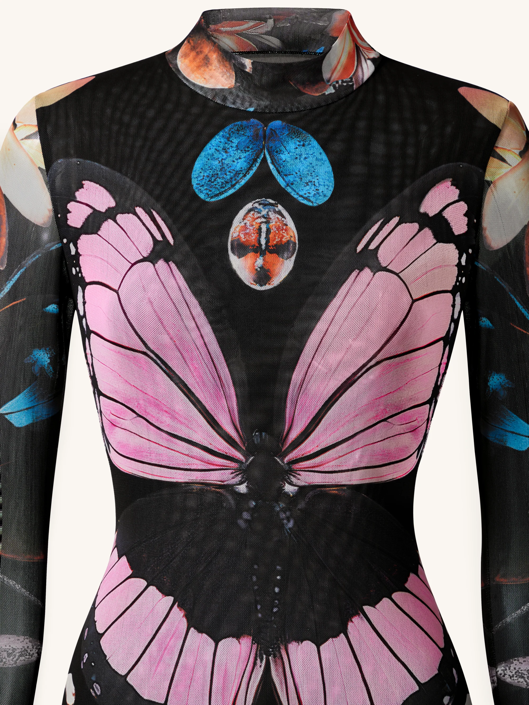 Double-layered Mesh Sheer Butterfly and Beetle Gown - Multicolor - Image 5