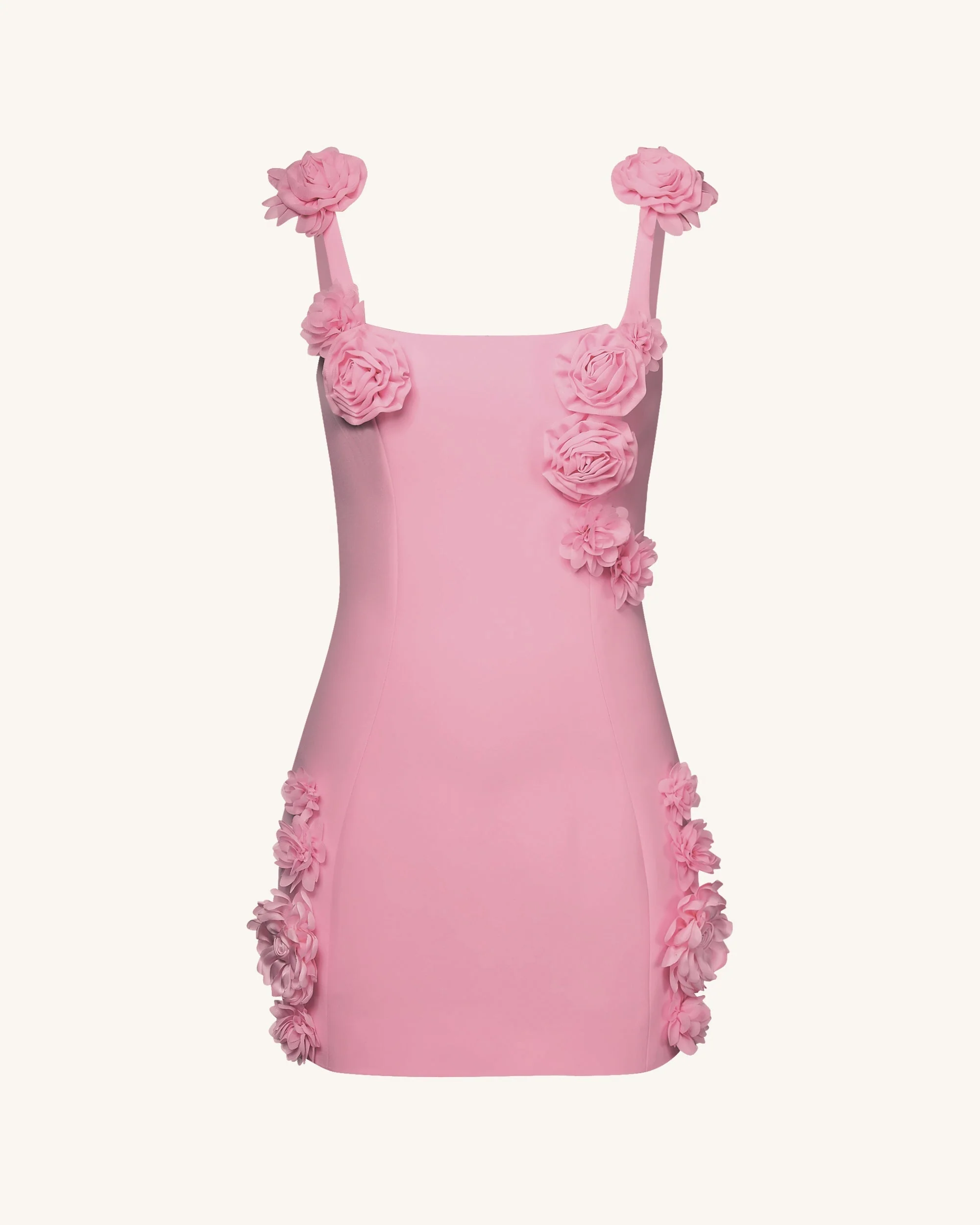 Elaina Pink Rosette Applique Mini Dress-Pink - Image 4
