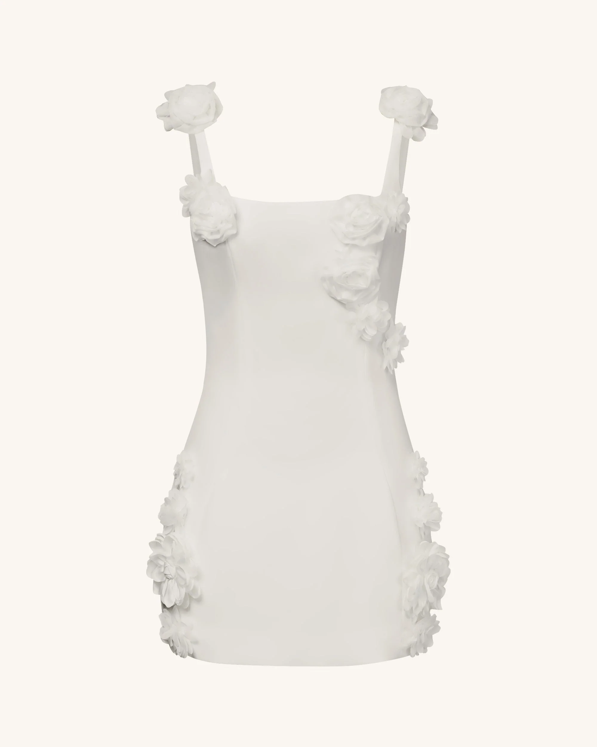Elaina White Rosette Applique Mini Dress - White - Image 5