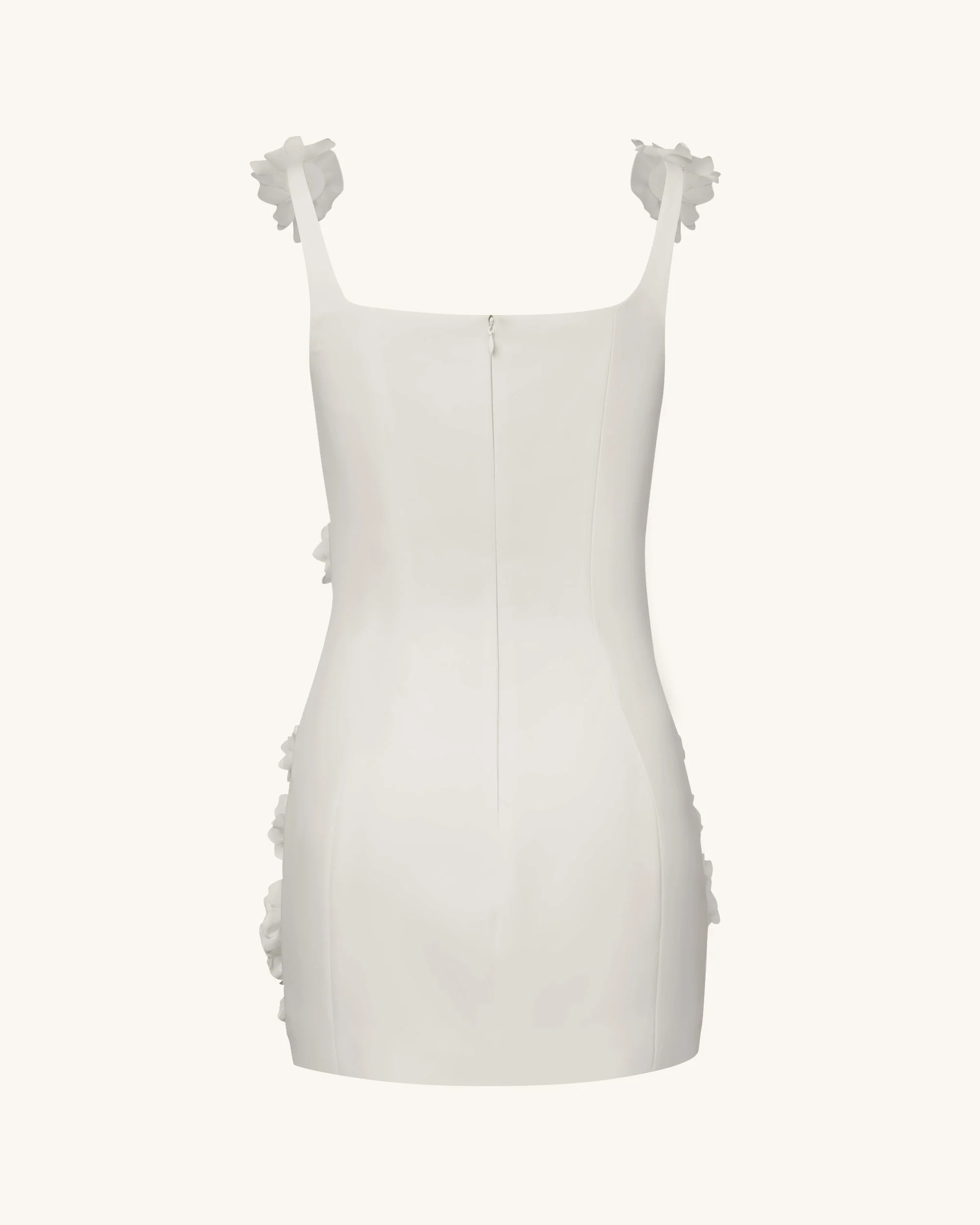 Elaina White Rosette Applique Mini Dress - White - Image 8