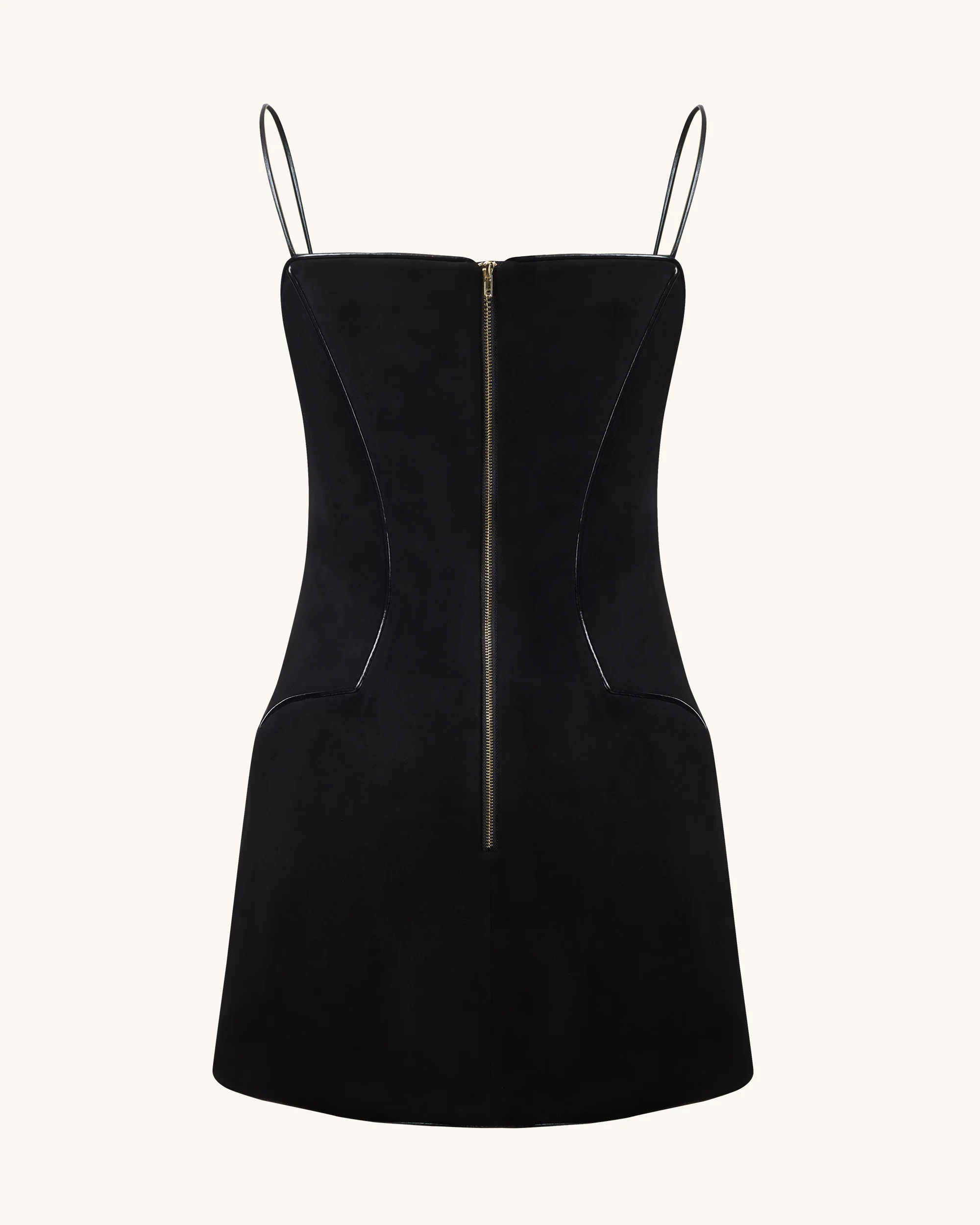 Eva Spaghetti Strap Sueded Dress - Black - Image 4