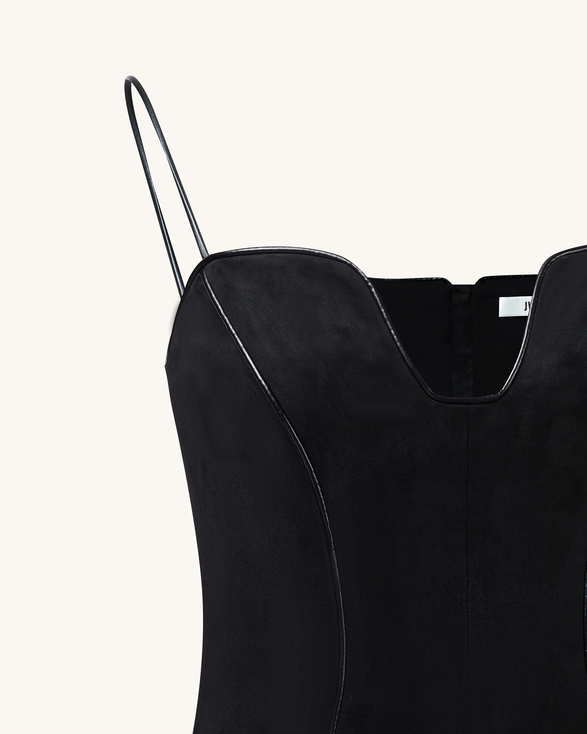 Eva Spaghetti Strap Sueded Dress - Black - Image 5
