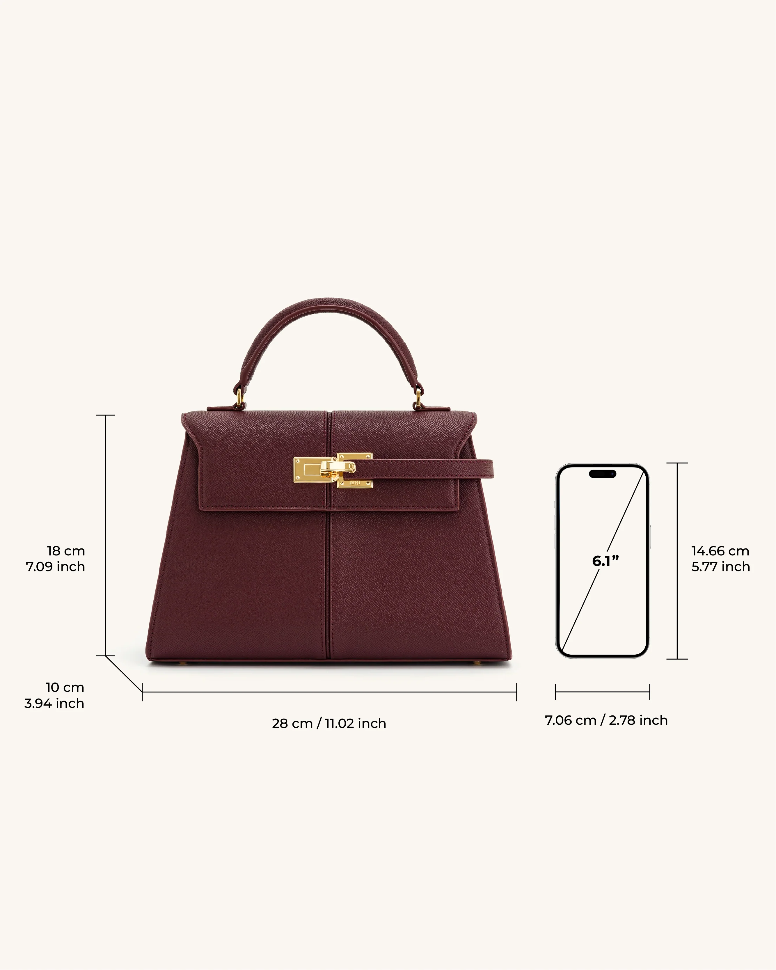 Elise Large Top Handle Bag - Claret - Image 6