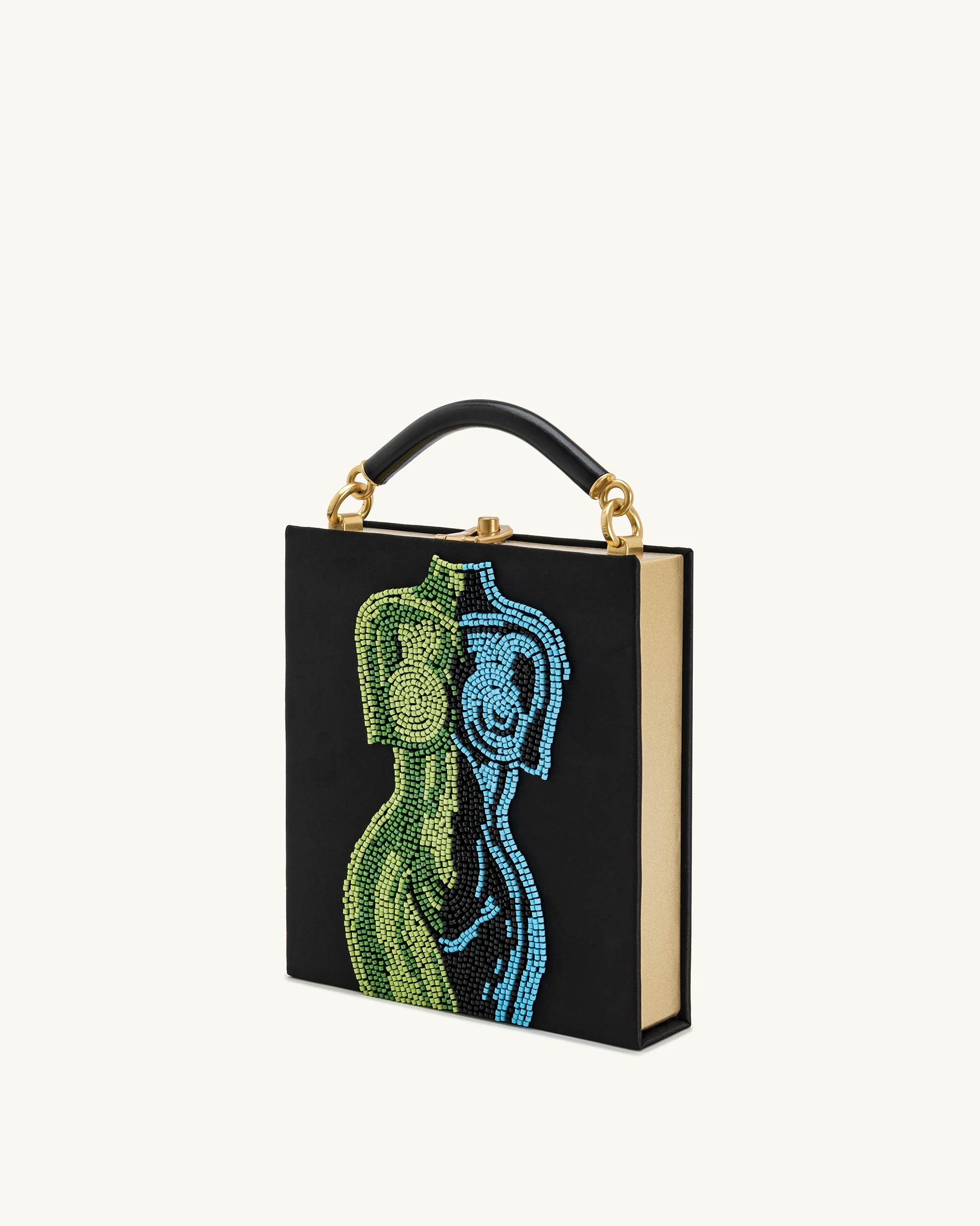 Elle Colorful Beaded Book Top Handle Bag - Black - Image 2