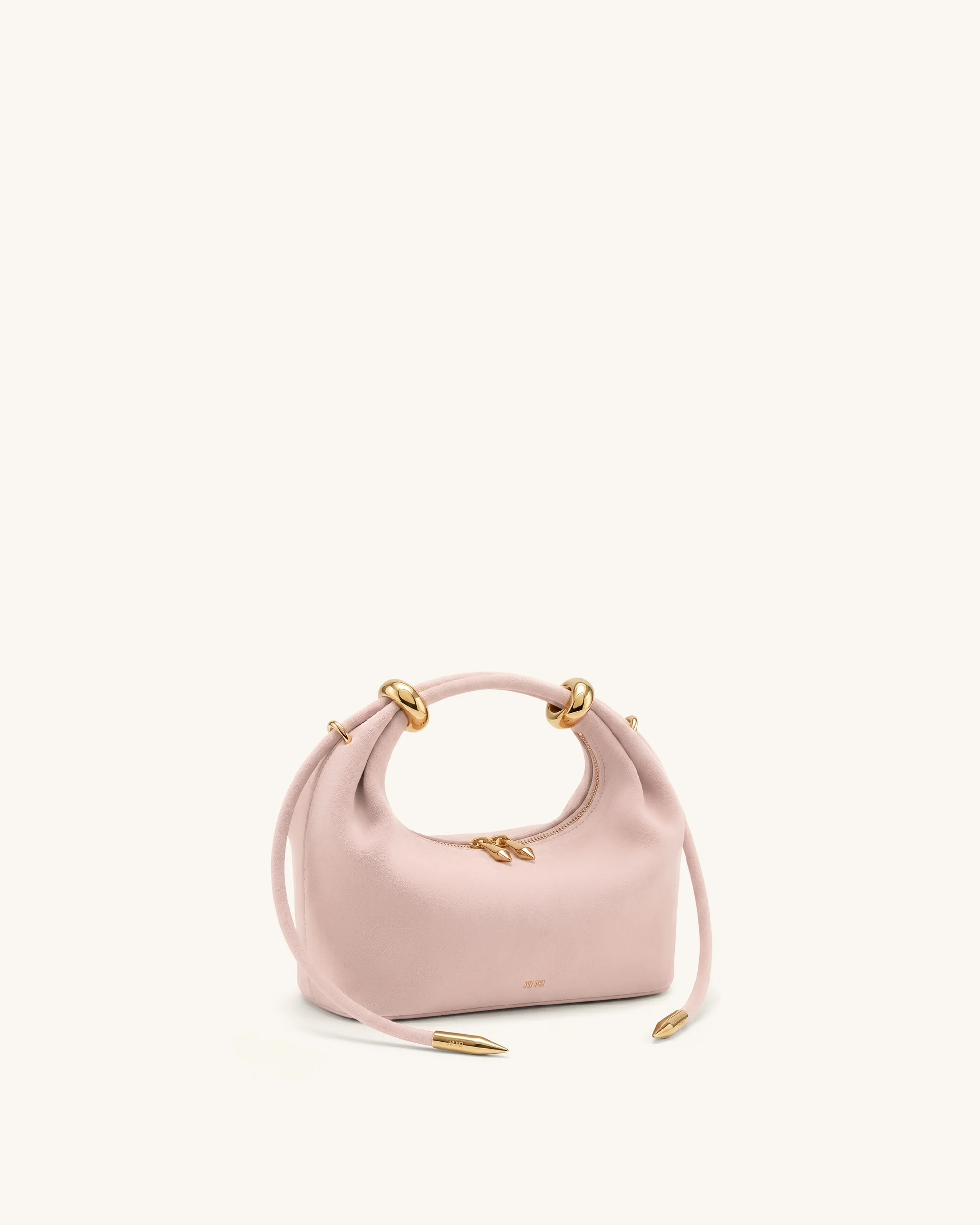 Ellie Faux Suede Metal Ring Embellished Top Handle Bag - Pink - Image 2