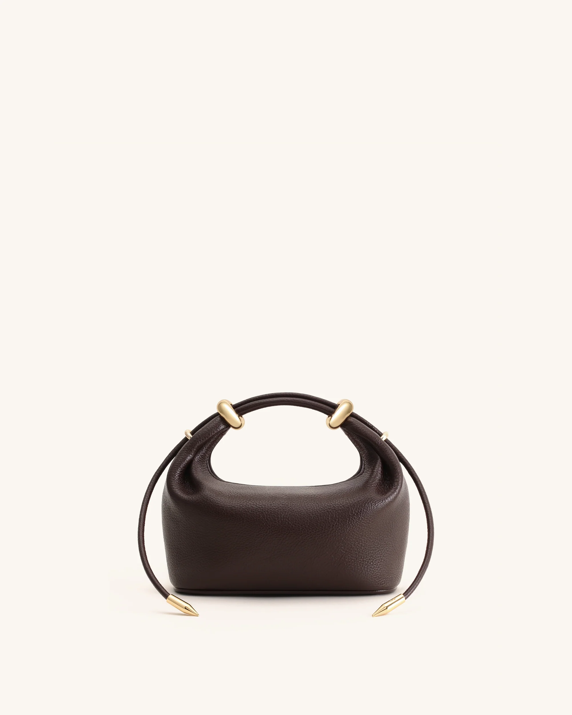 Ellie Metal Ring Embellished Top Handle Bag - Dark Brown - Image 5