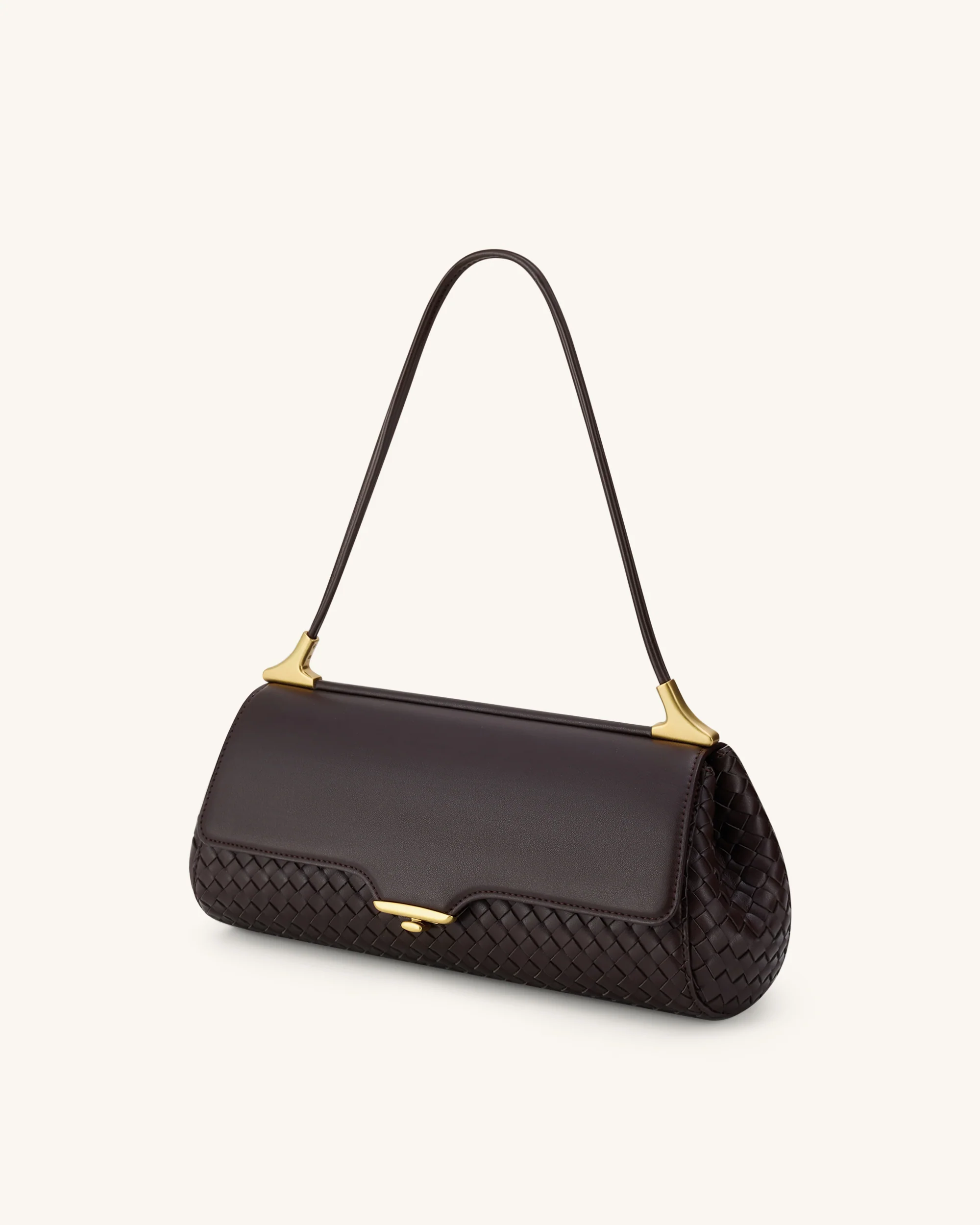 Eloise Woven Shoulder Bag - Dark Brown - Image 2