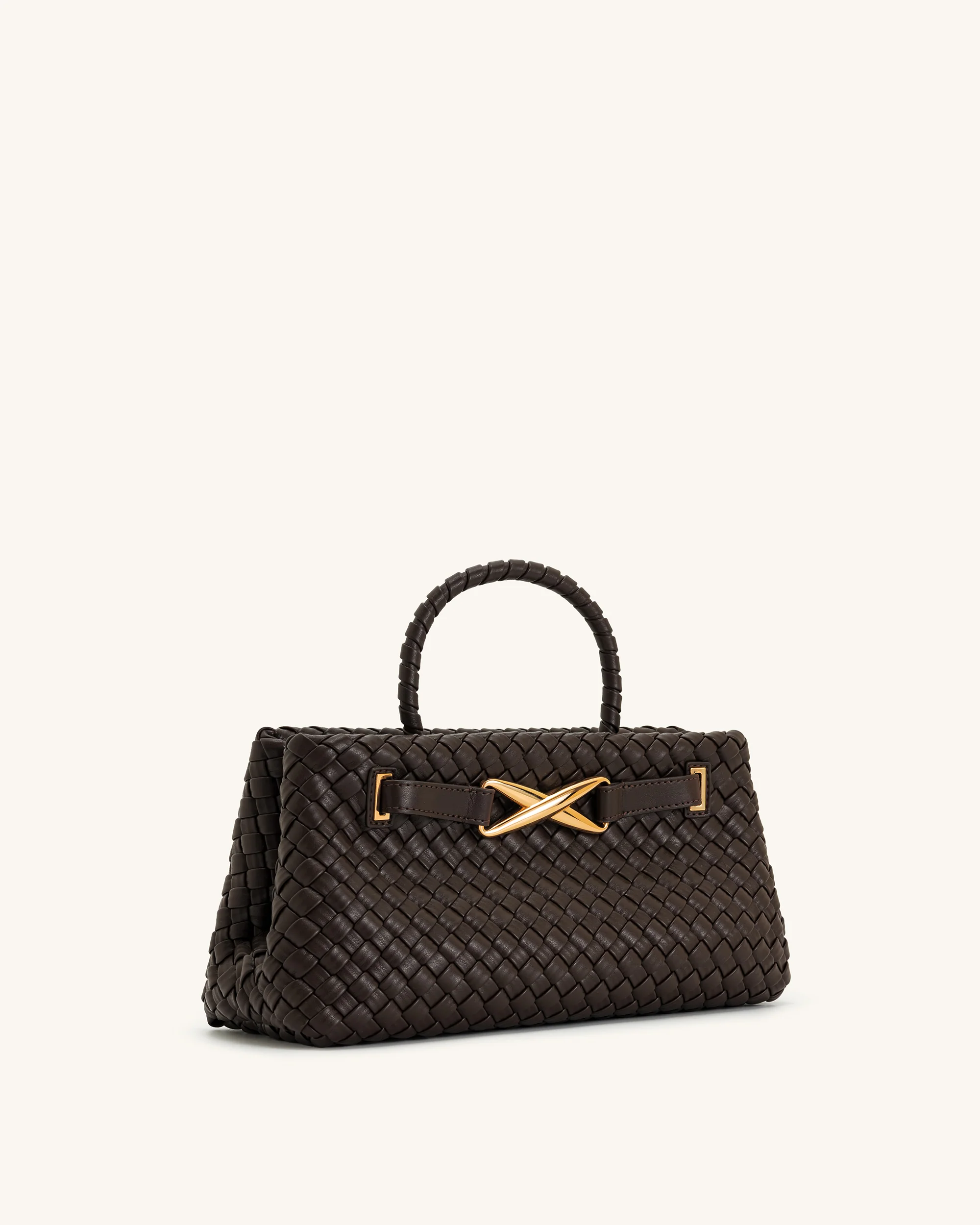 Elora Woven Tote Bag - Dark Brown - Image 3