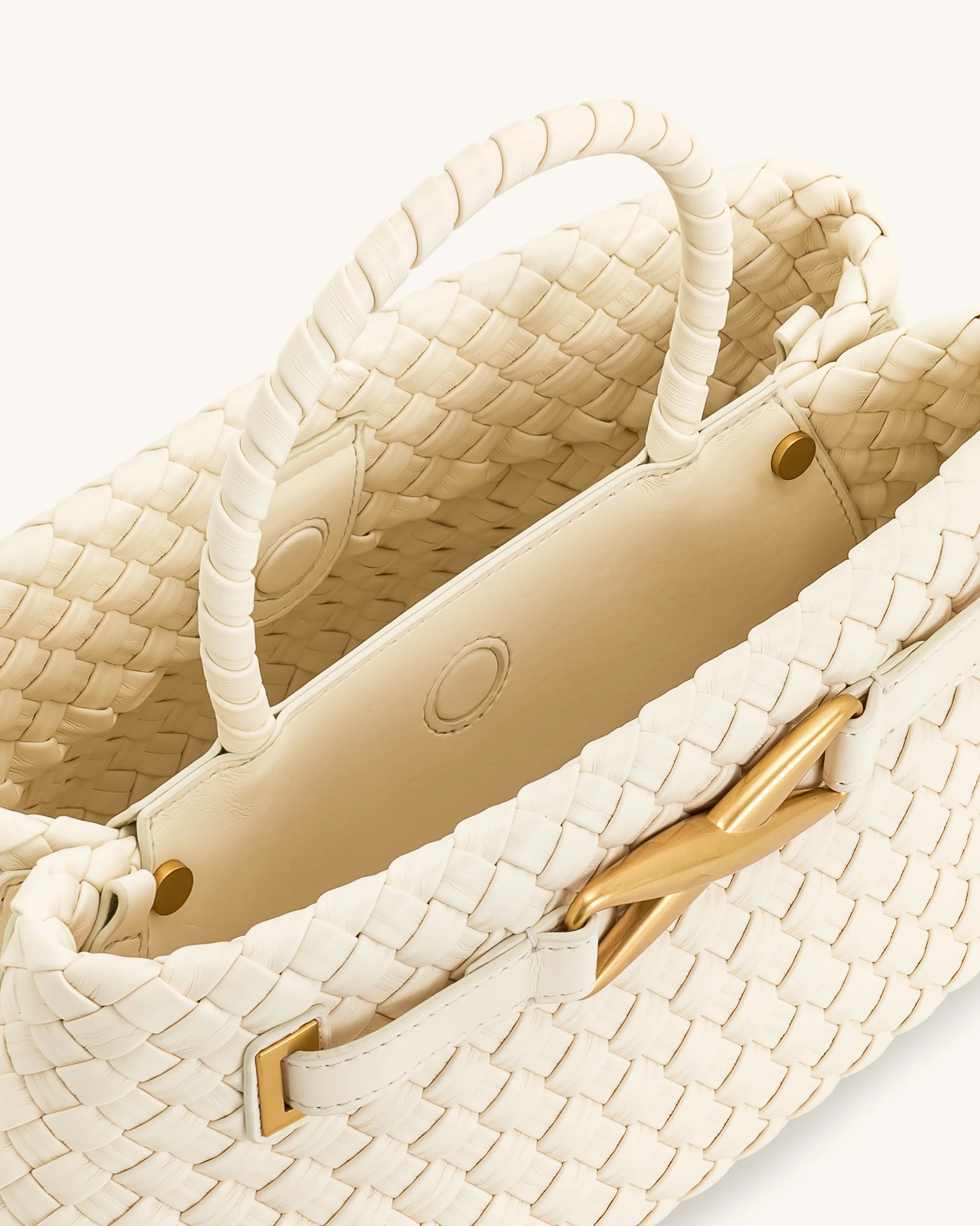 Elora Woven Tote Bag - White - Image 5