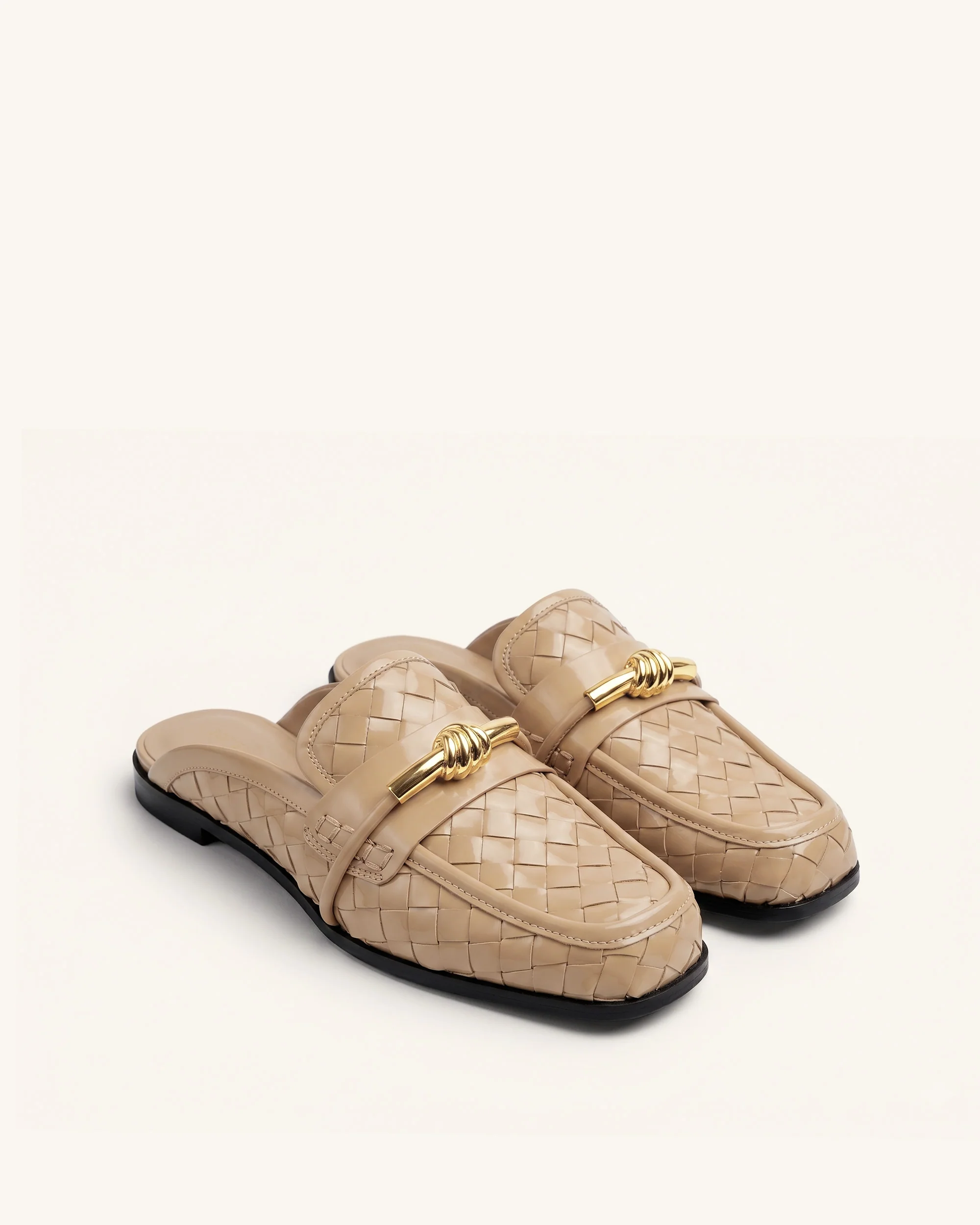 Elowen Woven Horsebit Mule Loafers - Khaki - Image 2