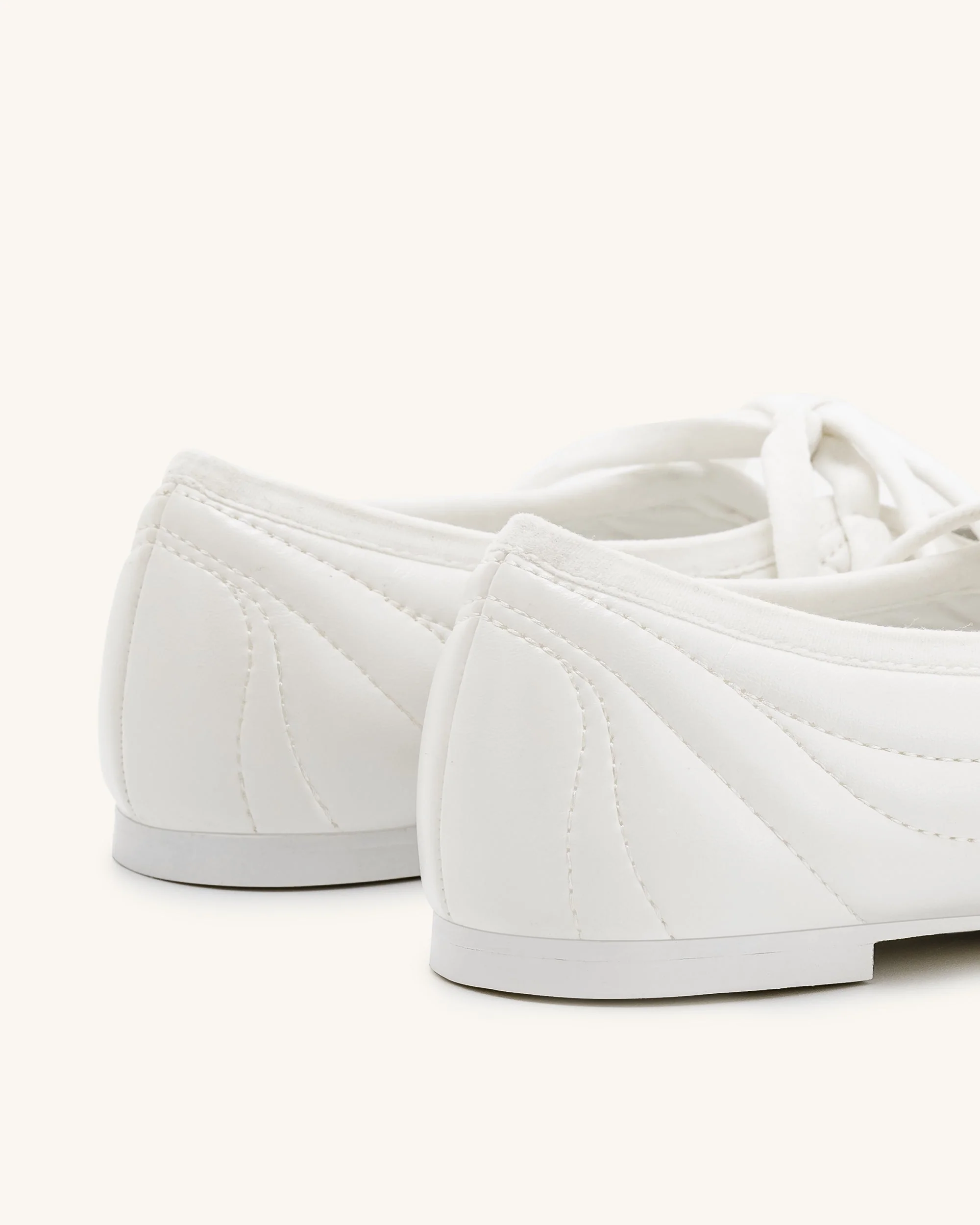 Erika Topstitching lace-up ballet Flats- White - Image 5