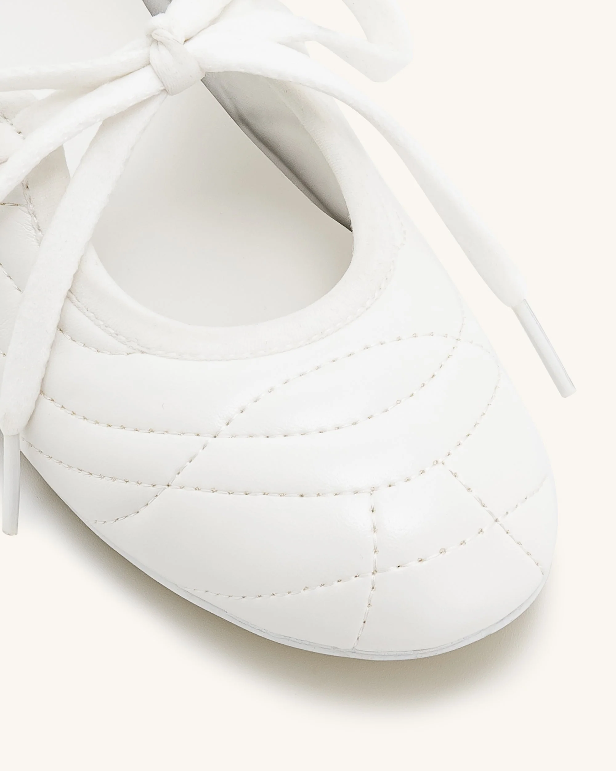 Erika Topstitching lace-up ballet Flats- White - Image 6