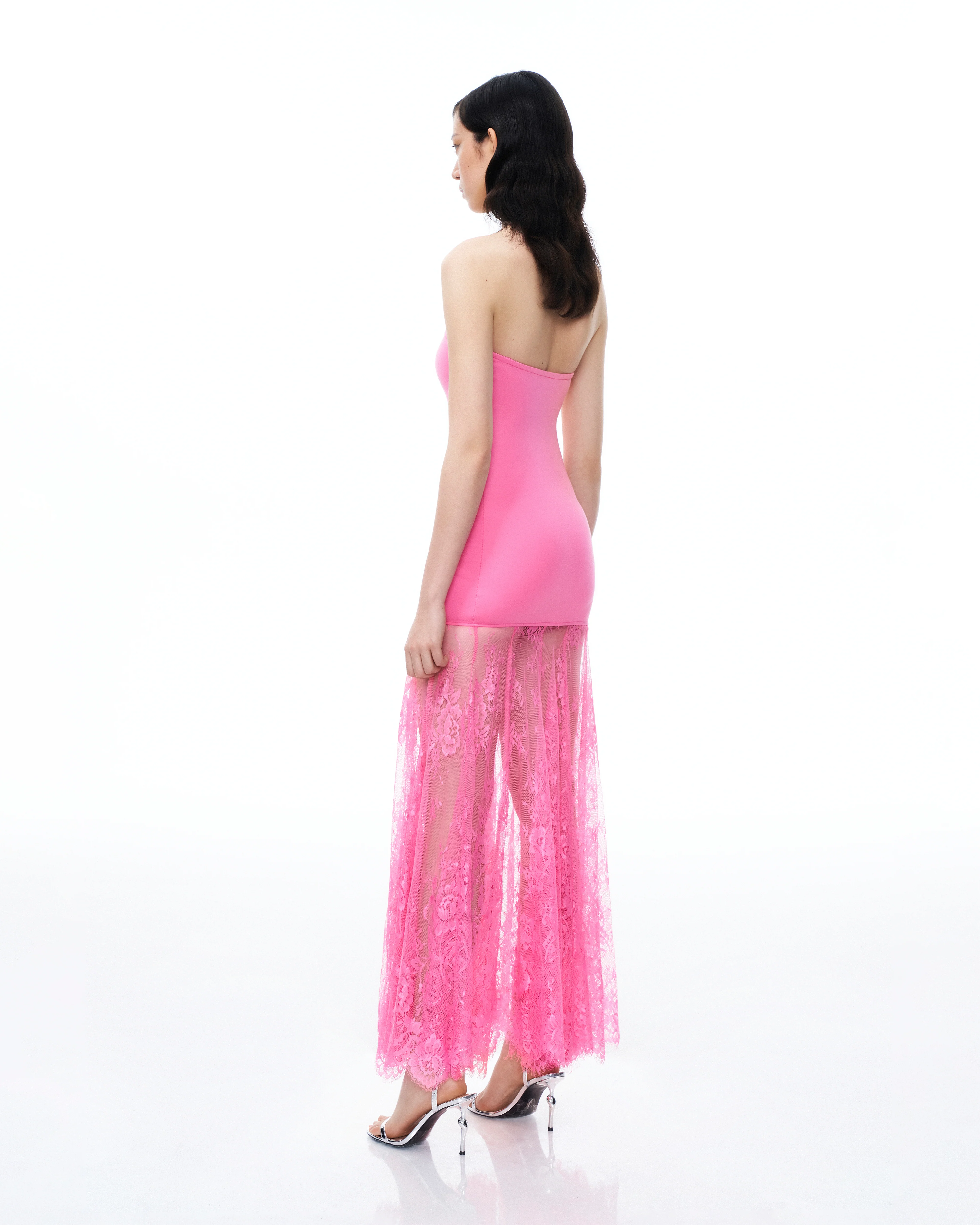 Evadne Floral Lace Dress - Pink - Image 3