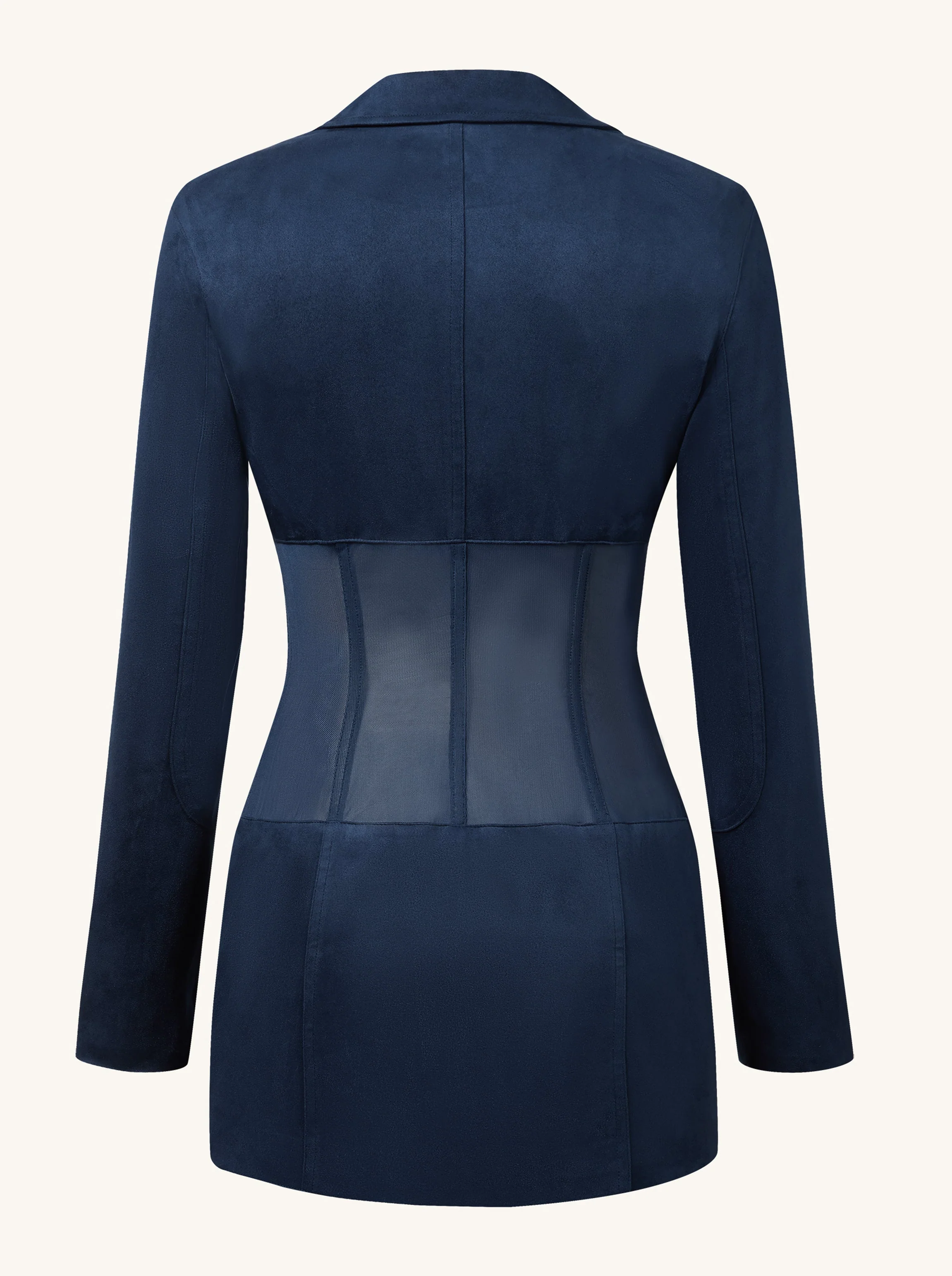 Faux Suede Corset Jacket Mini Dress - Dark Blue - Image 4