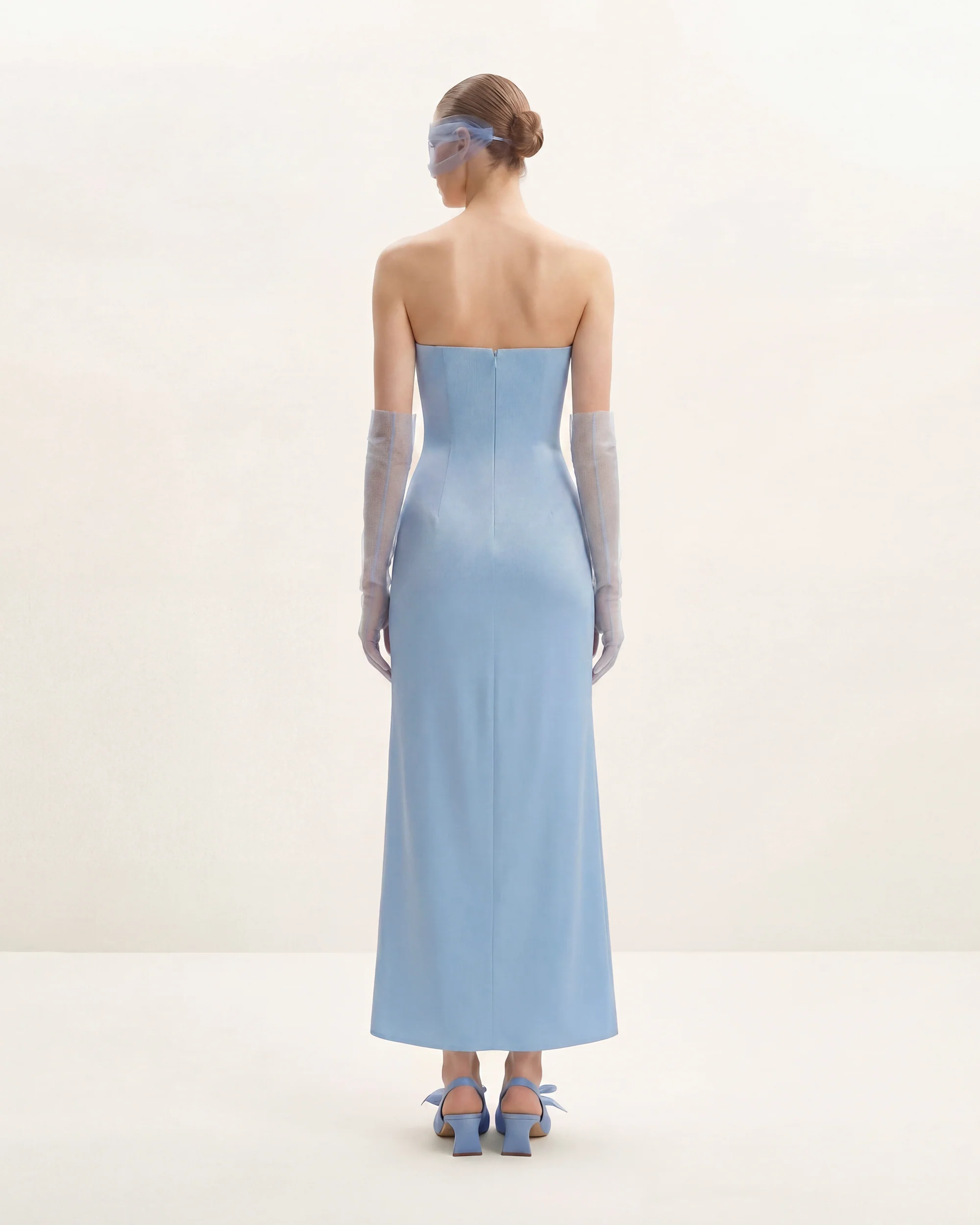 Floral Embroidered Long Dress - Blue - Image 2