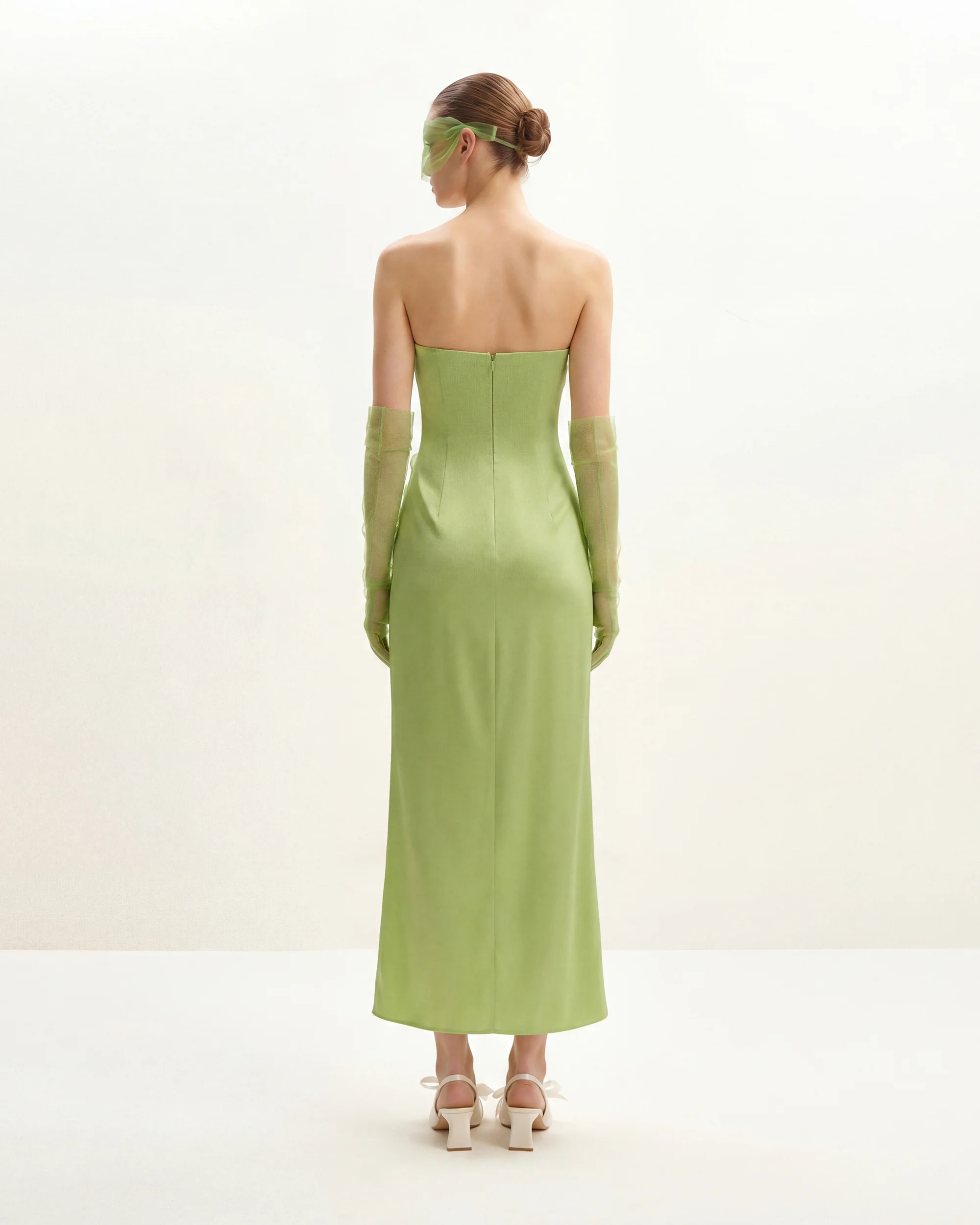 Floral Embroidered Long Dress - Green - Image 2